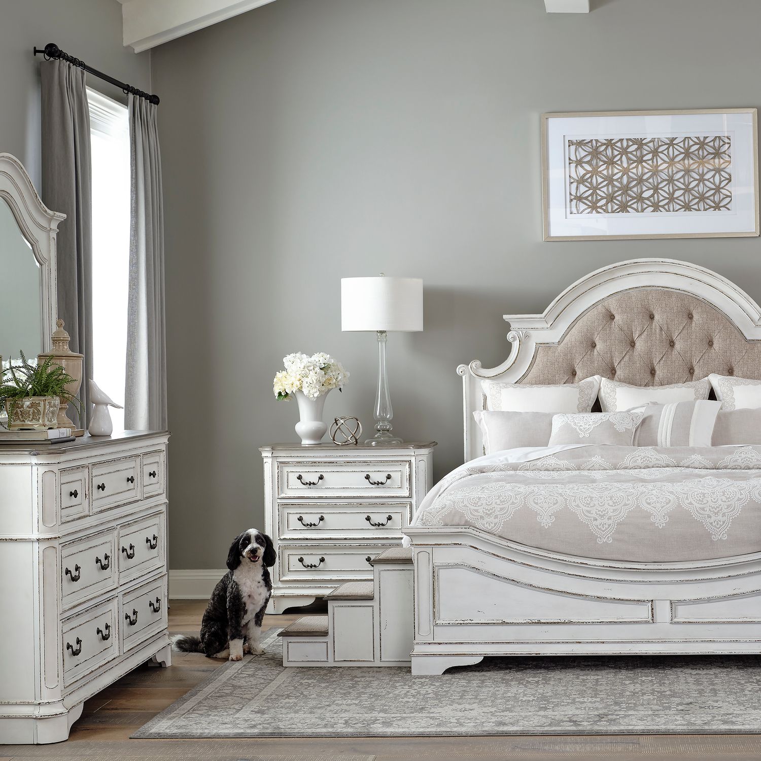 Magnolia Manor Wood/Fabric Pet Steps