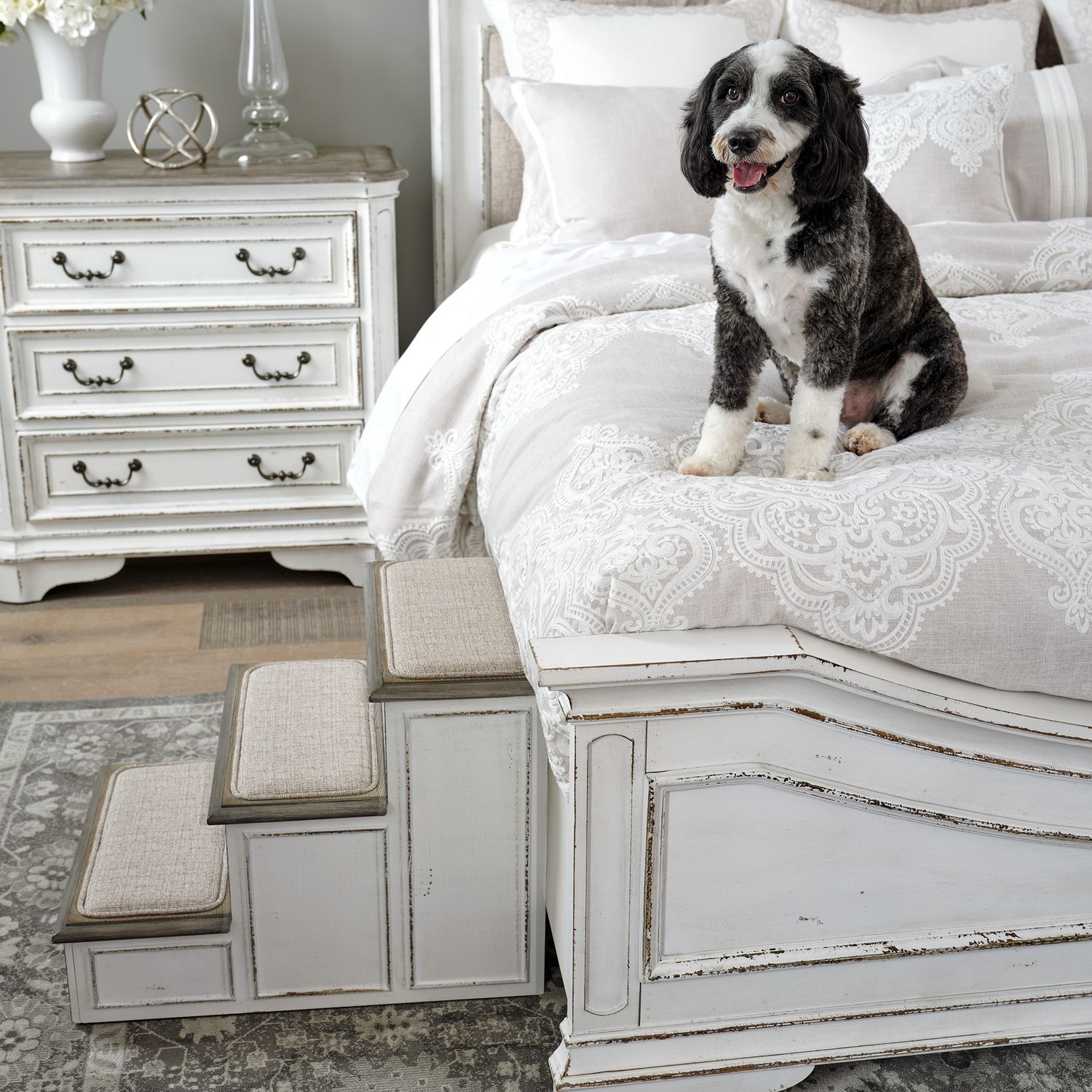 Magnolia Manor Wood/Fabric Pet Steps
