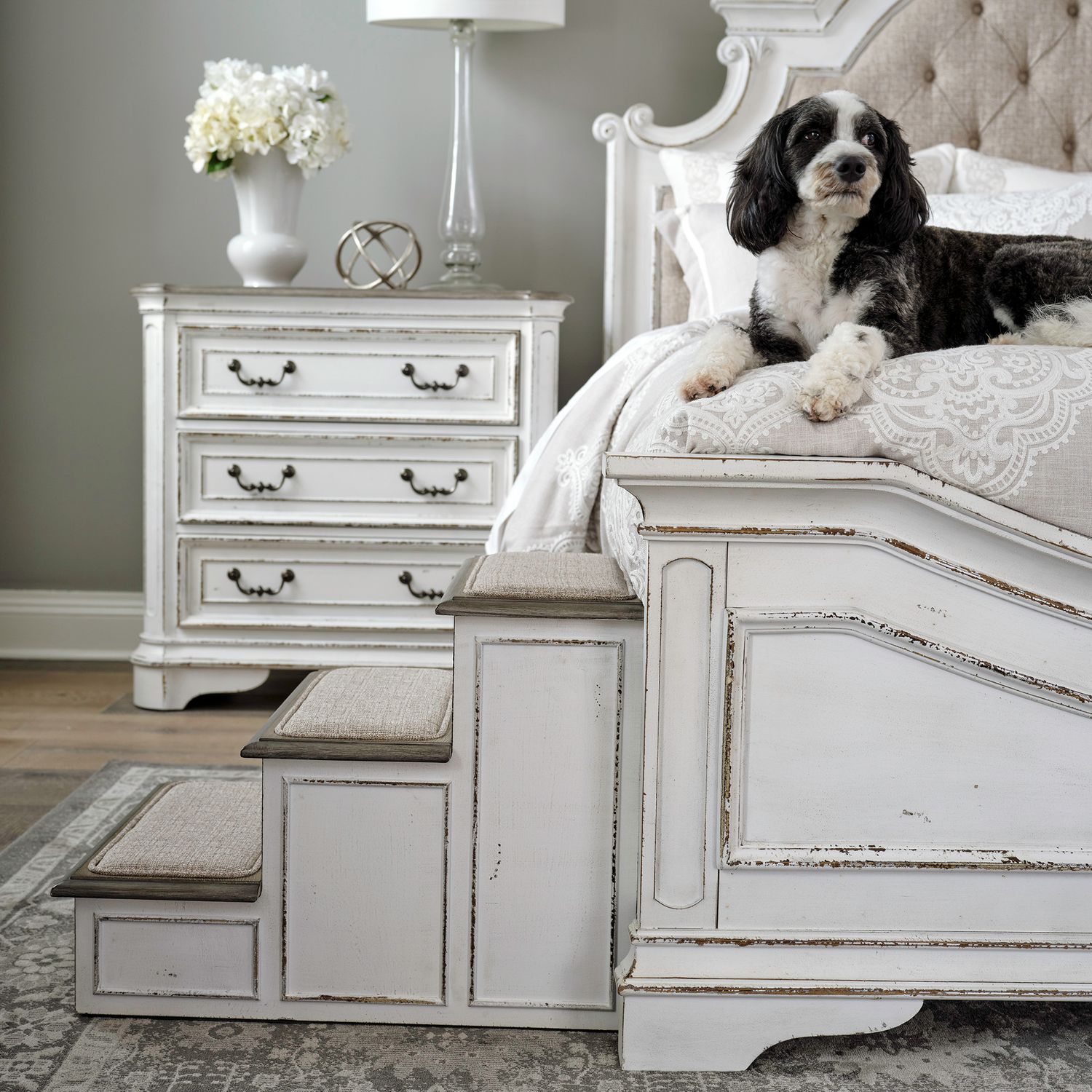 Magnolia Manor Wood/Fabric Pet Steps