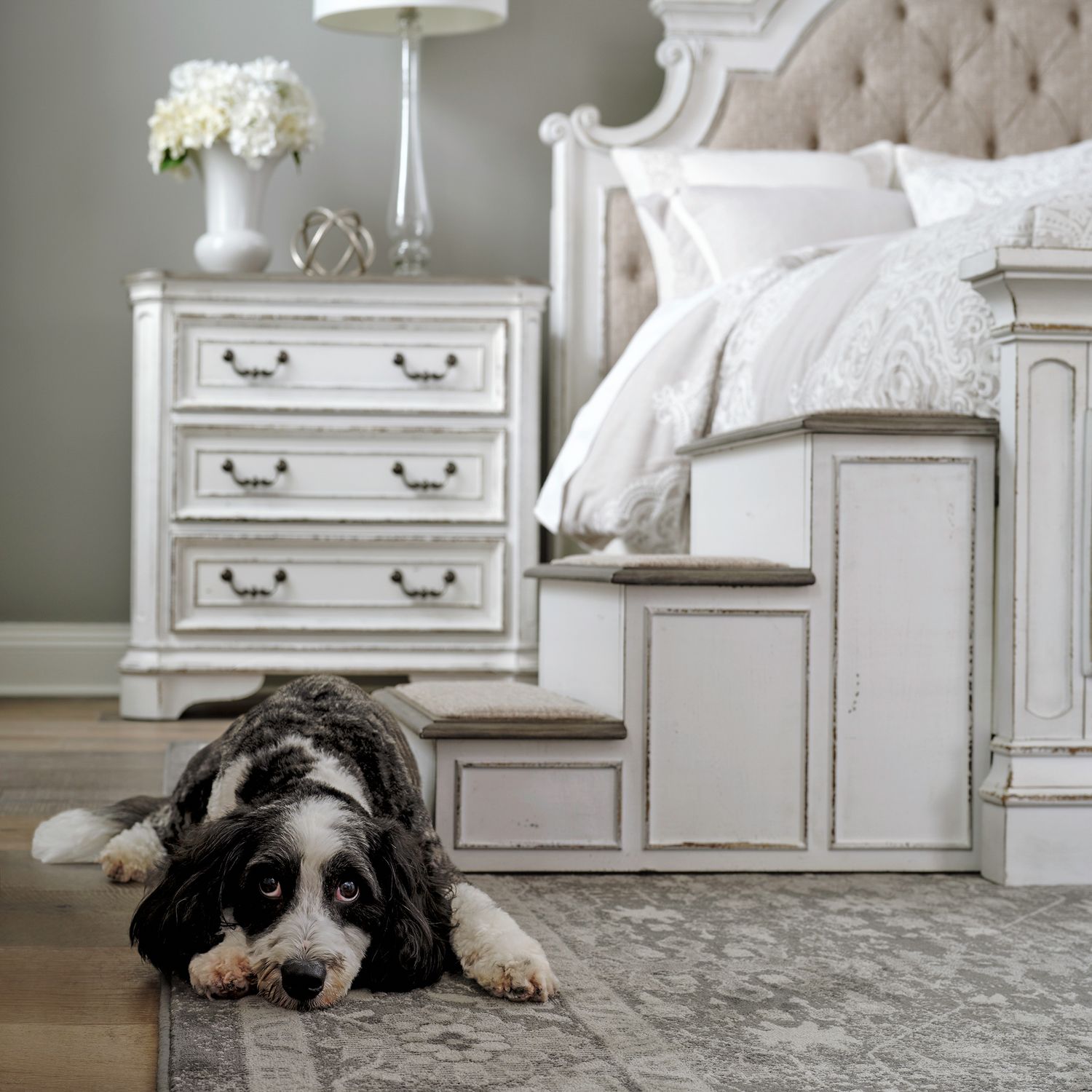Magnolia Manor Wood/Fabric Pet Steps