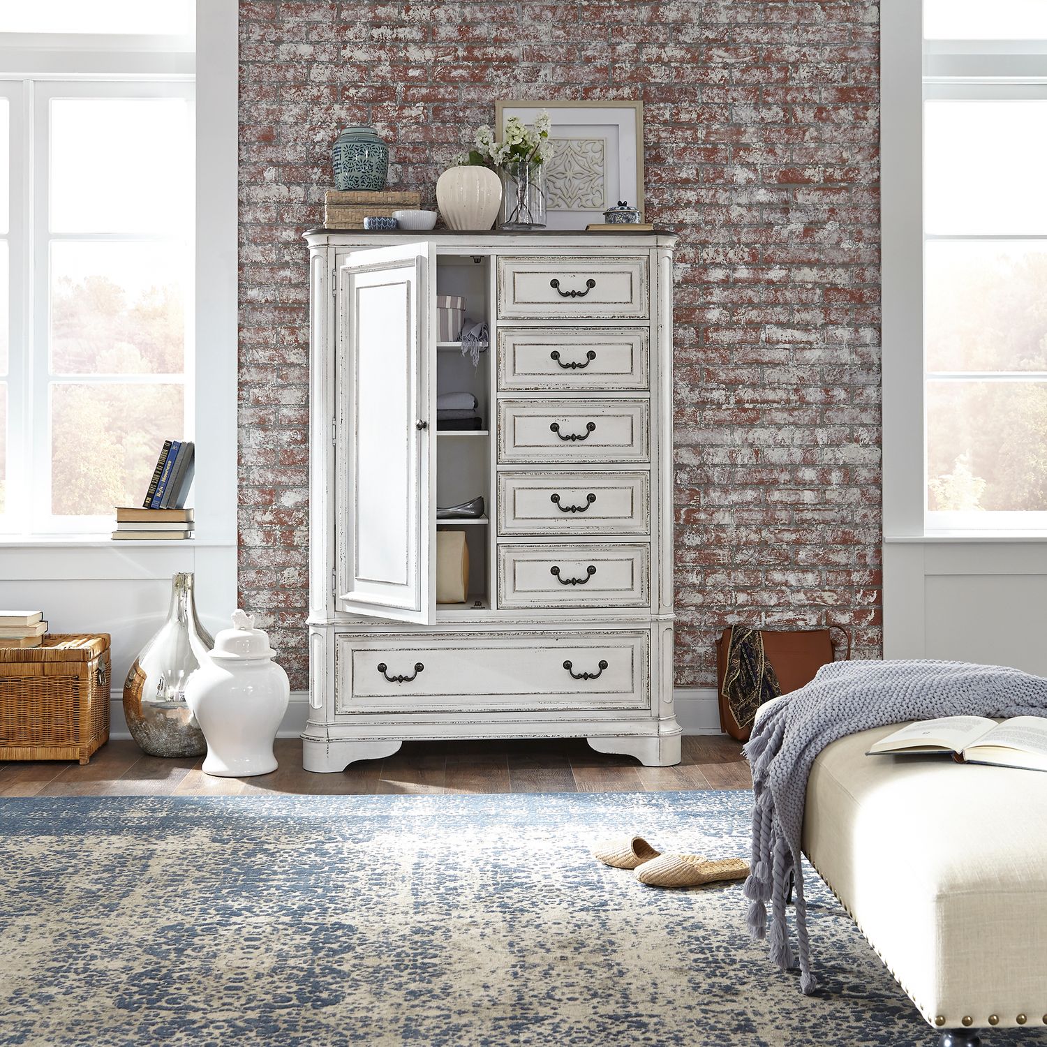Magnolia Manor Wood Master Chest w/6 Drawers & Door