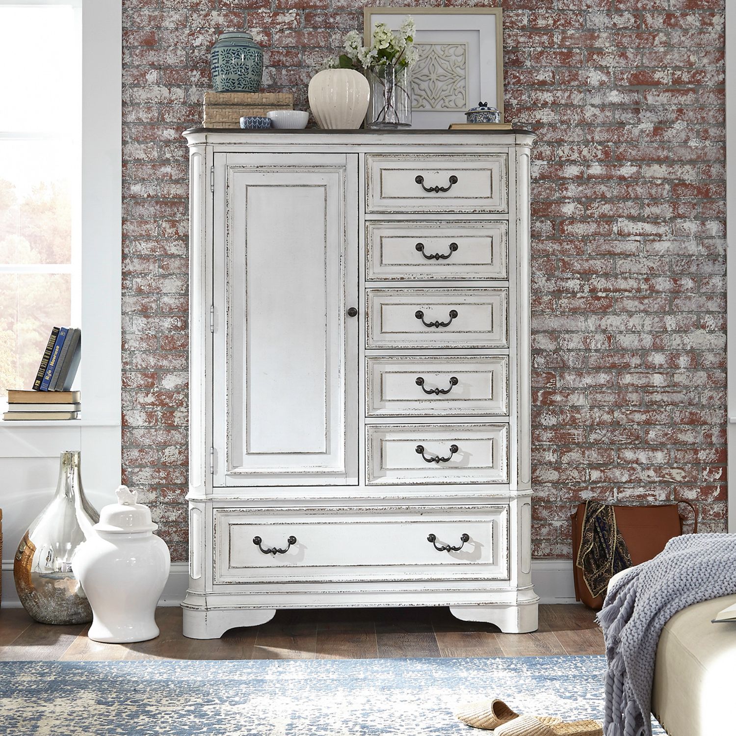 Magnolia Manor Antique White Panel Bedroom Set | Liberty