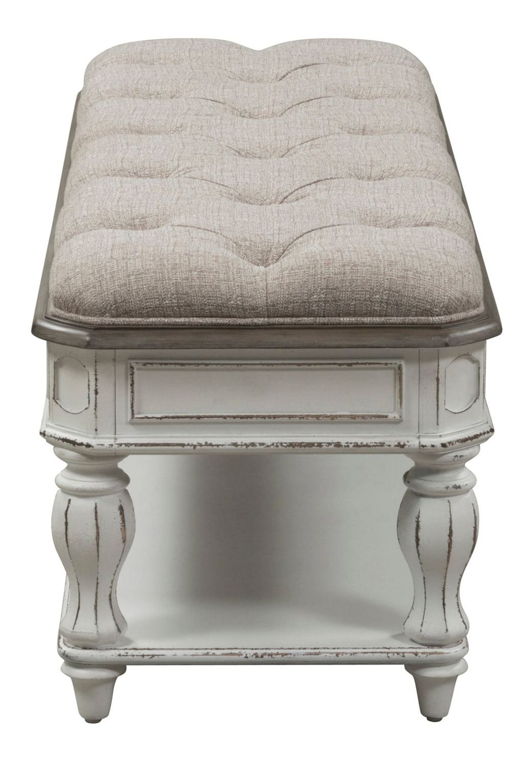 Magnolia Manor Tweed/Wood Chenille Bed Bench