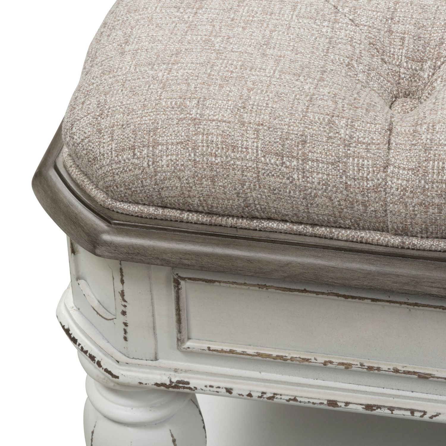 Magnolia Manor Tweed/Wood Chenille Bed Bench