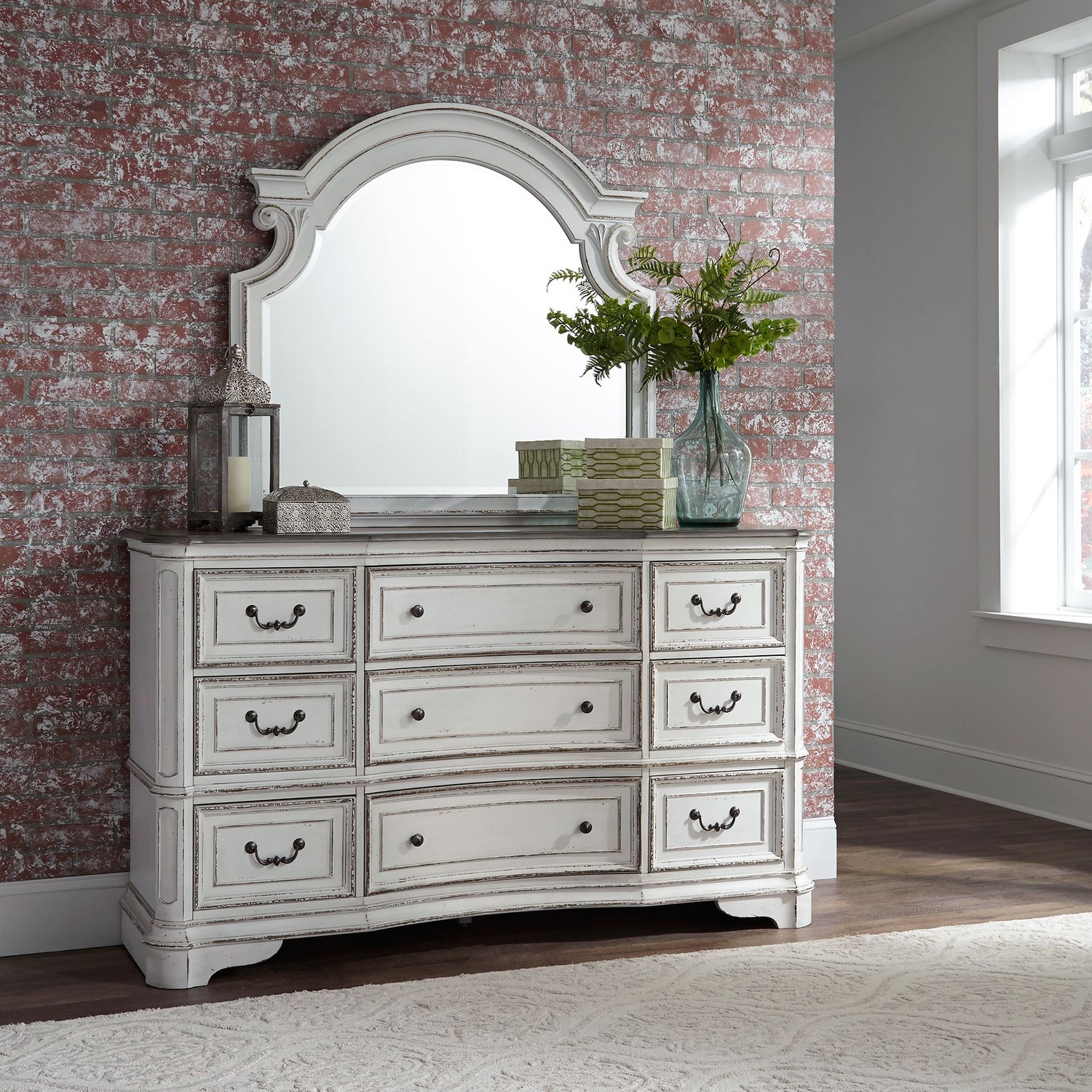 Magnolia Manor Arched Wood Mirror