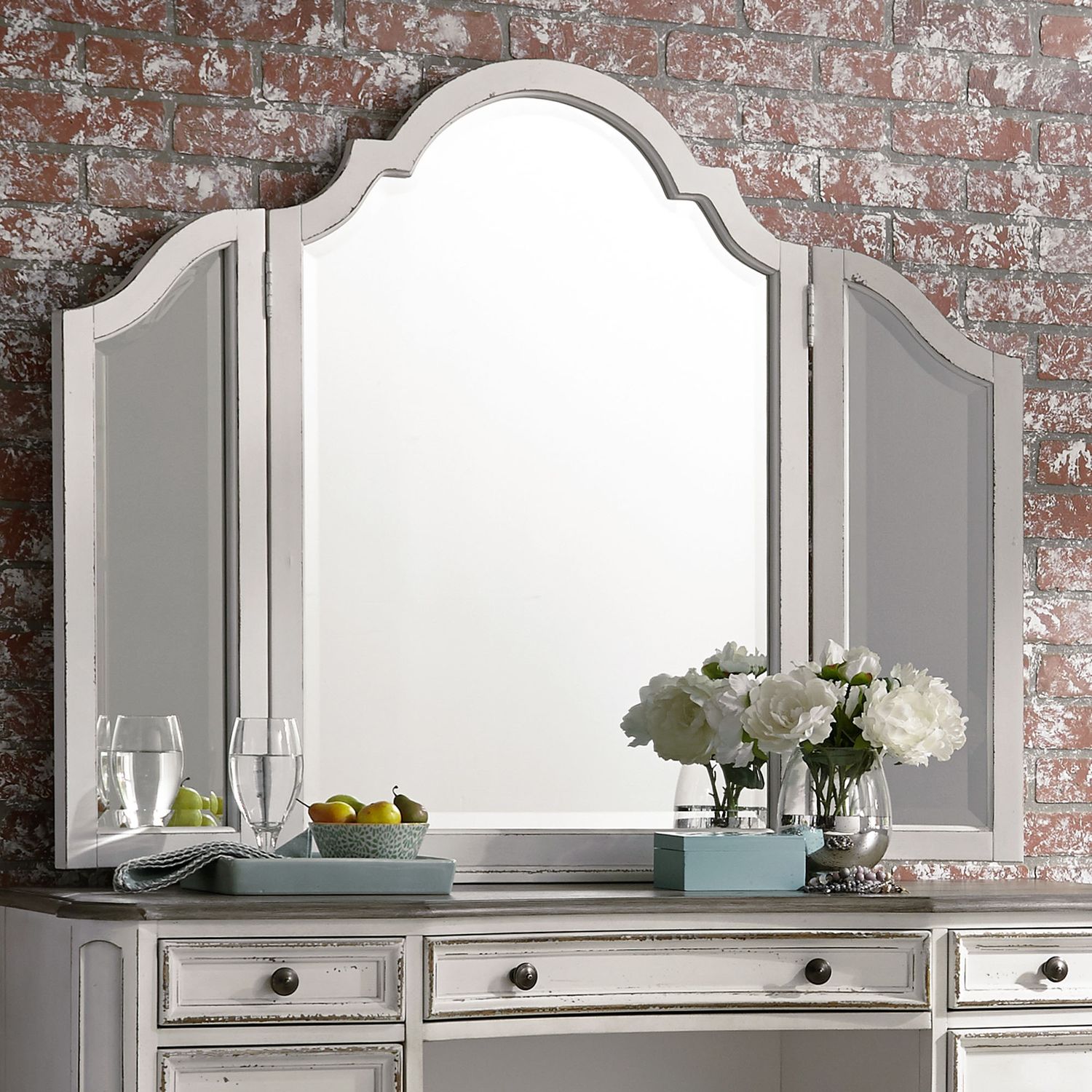 Magnolia Manor Wood Vanity Tri-Folding Mirror