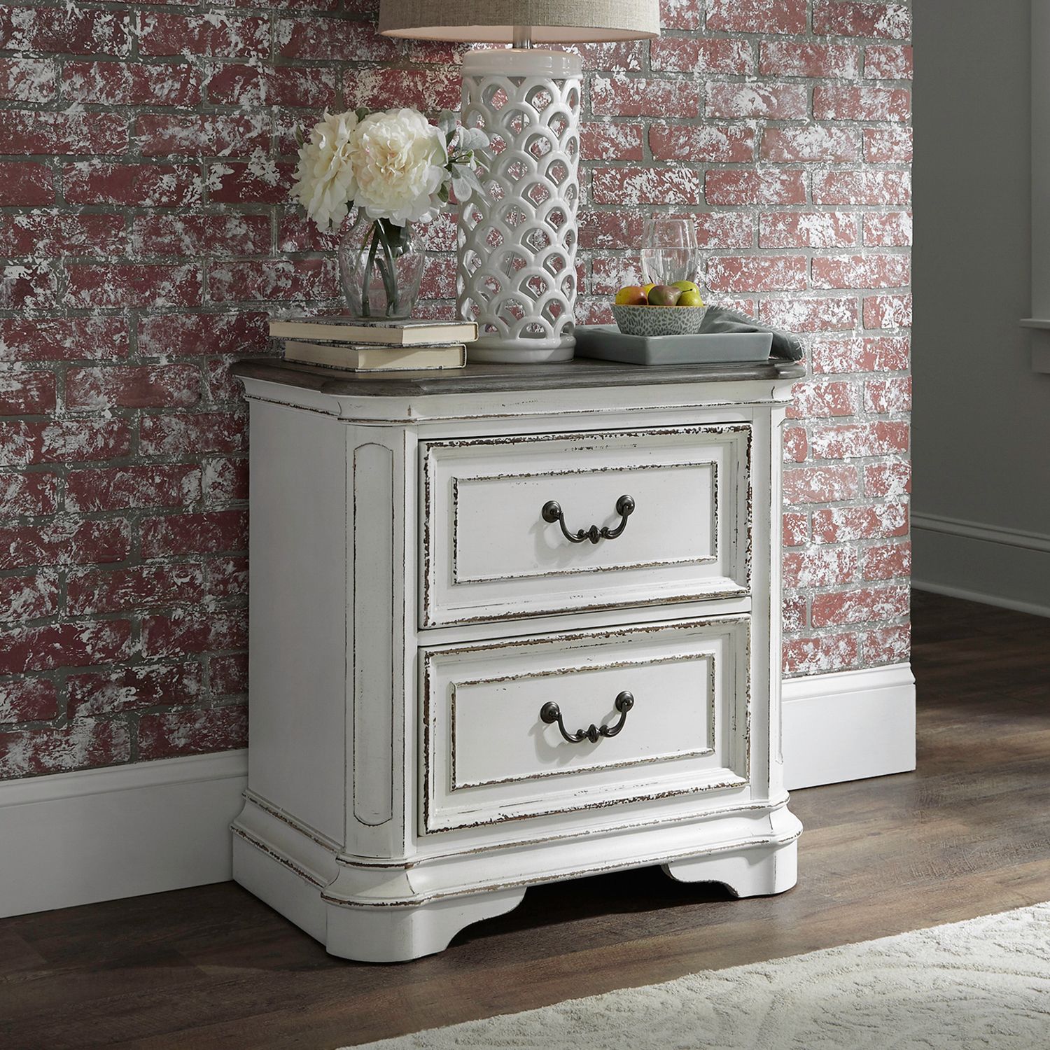 Magnolia Manor Wood  Night Stand w/2 Drawers