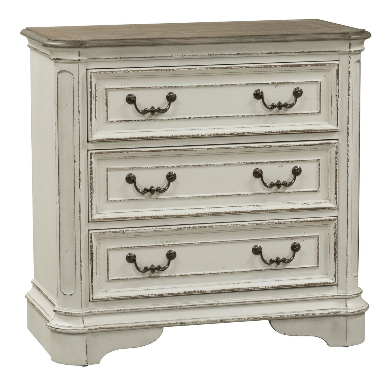 Magnolia Manor Wood Bedside Chest w/Charging Station & 3 Drawers