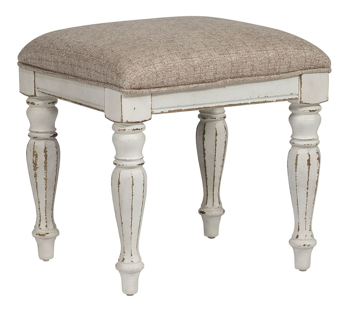 Magnolia Manor Tweed Chenille/Wood Vanity Stool