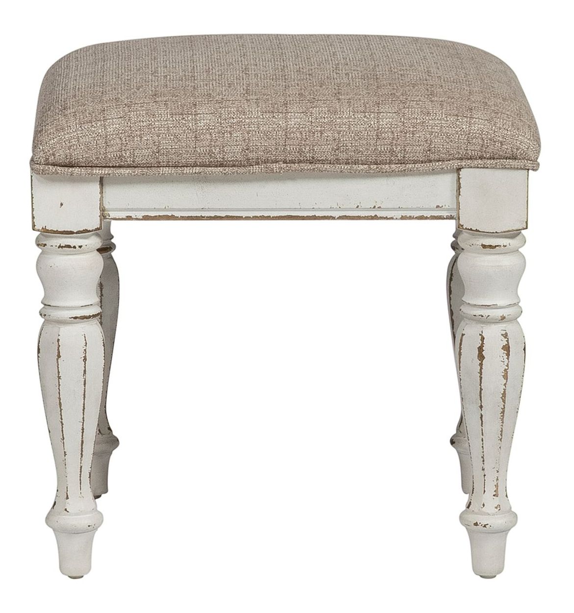 Magnolia Manor Tweed Chenille/Wood Vanity Stool
