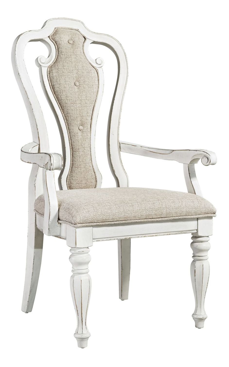 Magnolia Manor Tweed/Wood Chenille Splat Back Arm Chair - Thumbnail 2