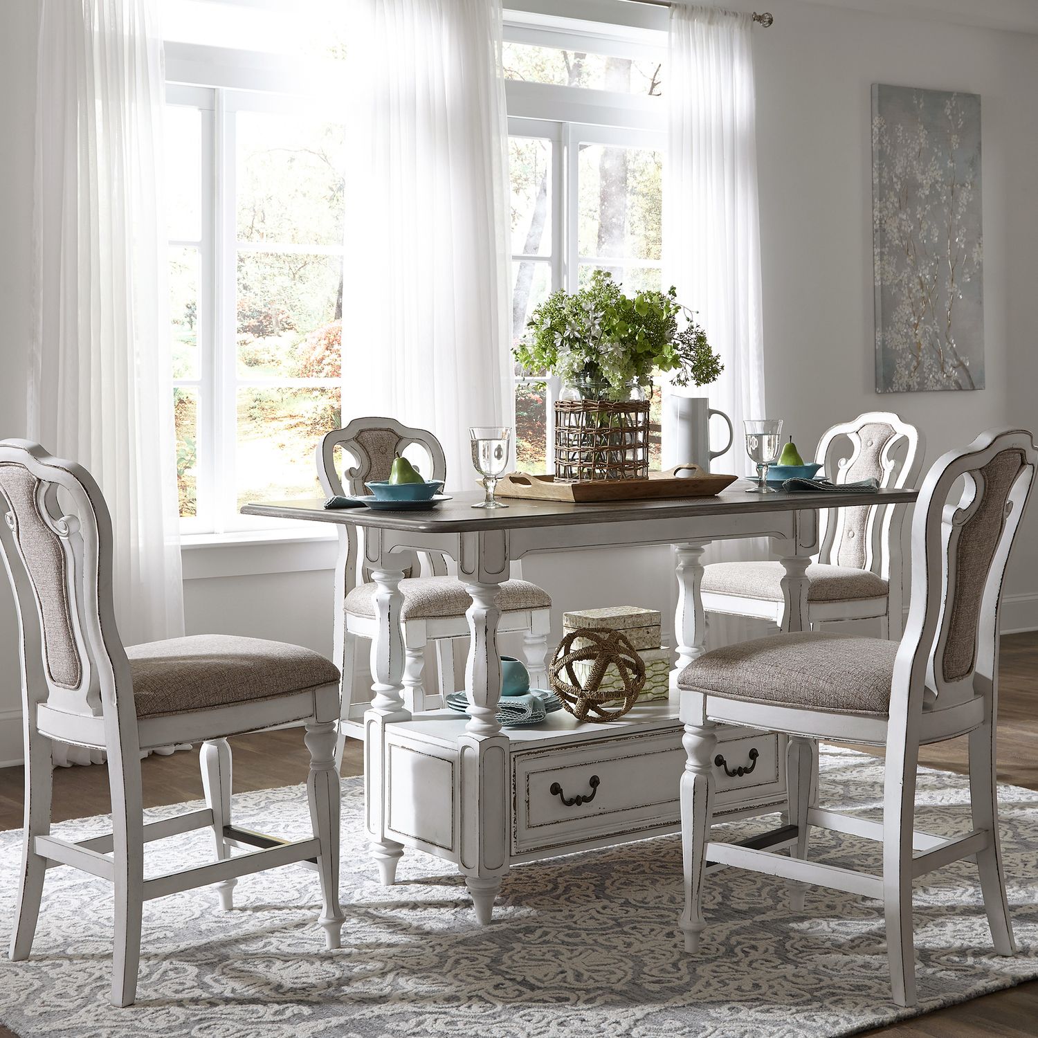 Magnolia Manor Rectangular Wood Gathering Table w/Drawer