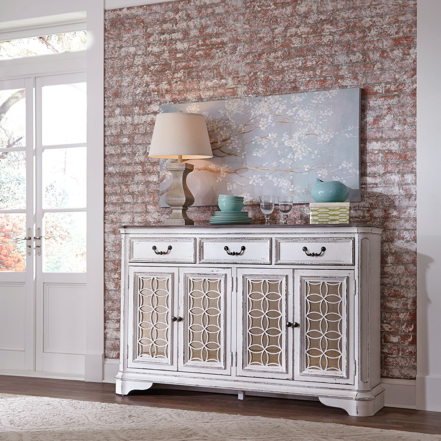 Magnolia Manor 90" Extendable Dining Set | Antique White