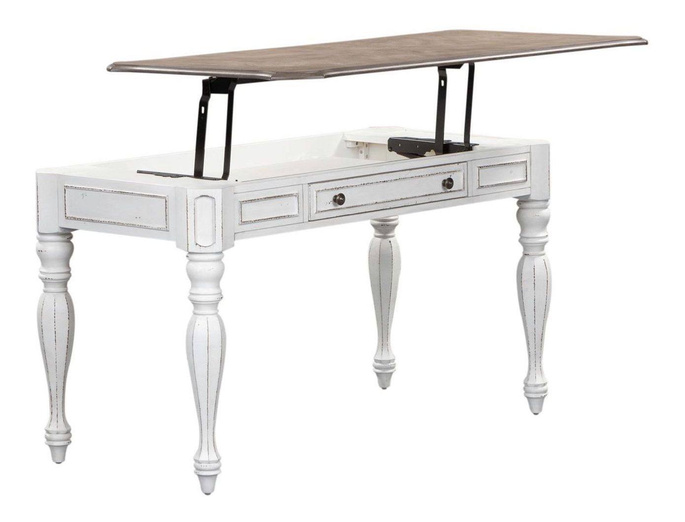 Magnolia Manor Distressed White L-Desk Set