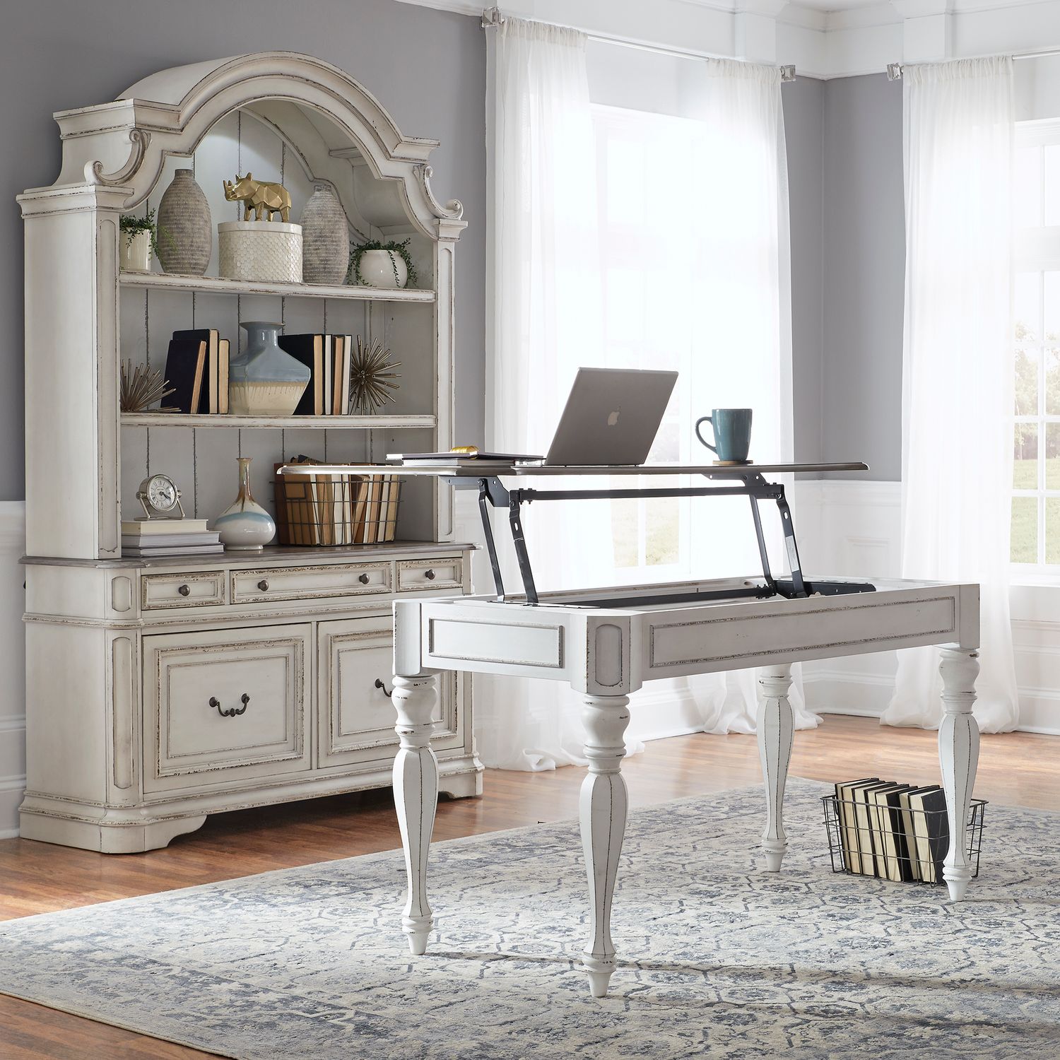 Magnolia Manor Rectangular Wood Lift Top Writing Desk w/Drawer