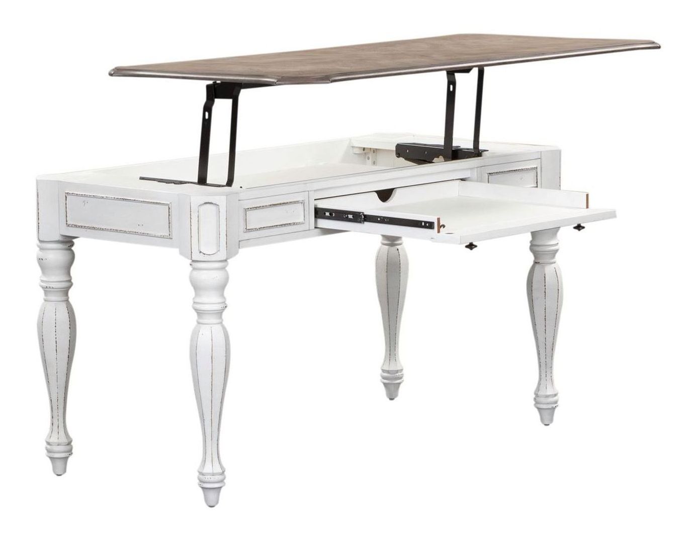 Magnolia Manor Distressed White L-Desk Set