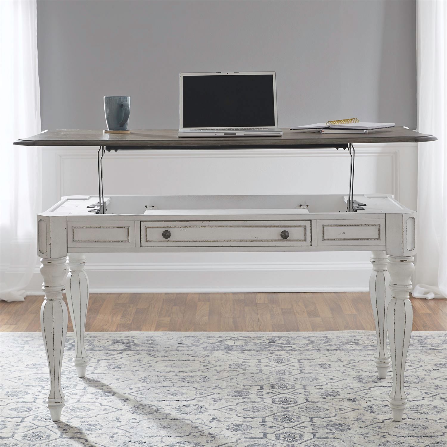 Magnolia Manor Antique White L-Shaped Office Desk Set