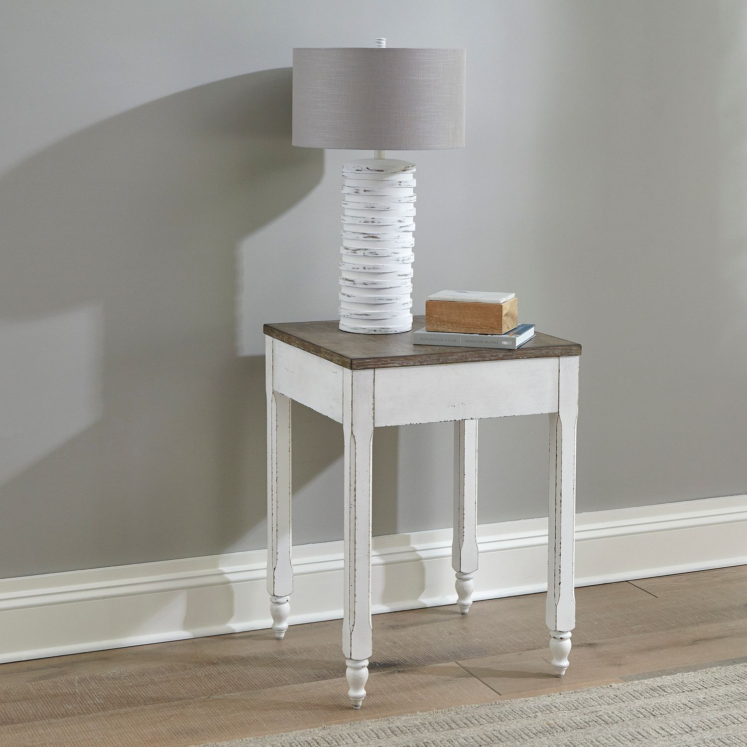 Magnolia Manor Distressed White L-Desk Set