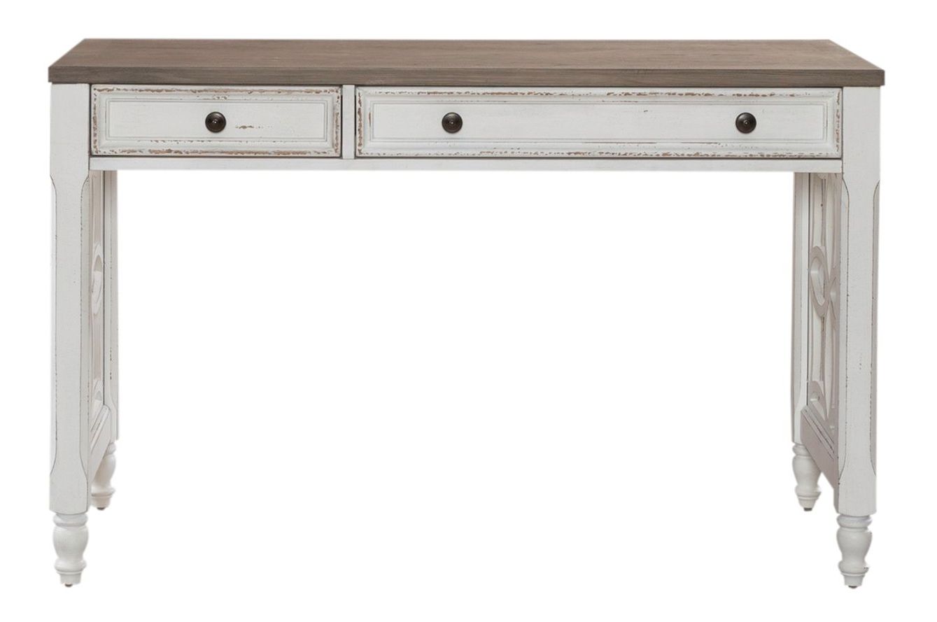 Magnolia Manor Rectangular Wood L Writing Desk w/2 Drawers