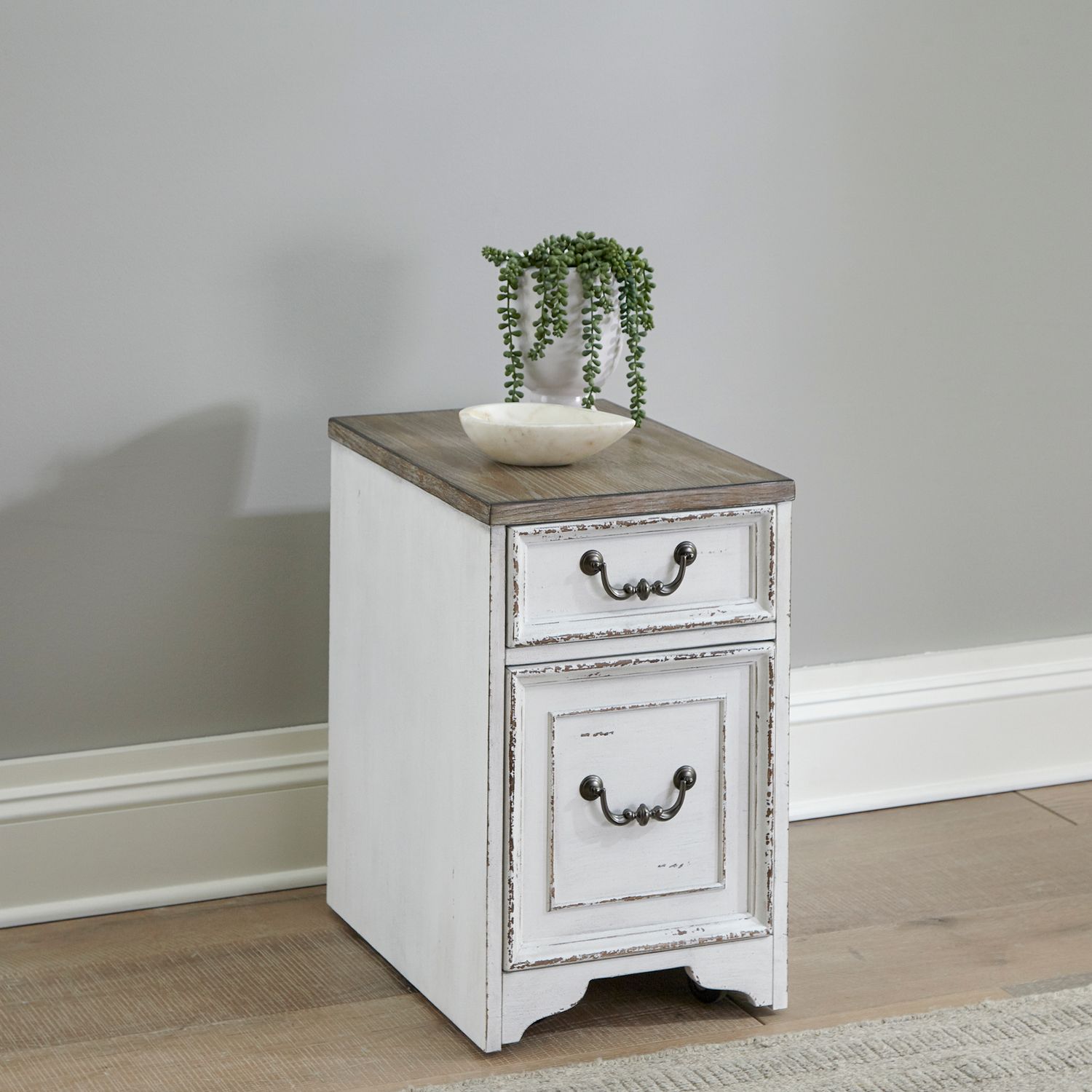 Magnolia Manor Distressed White L-Desk Set