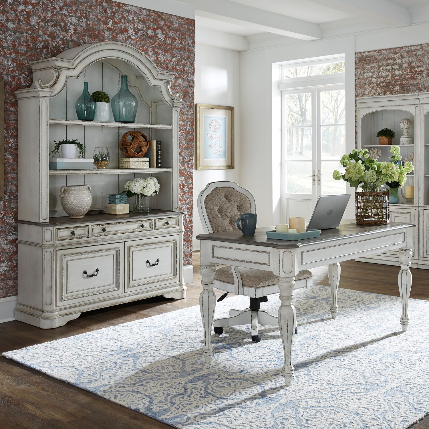 Magnolia Manor Antique White L-Shaped Desk Set | Liberty