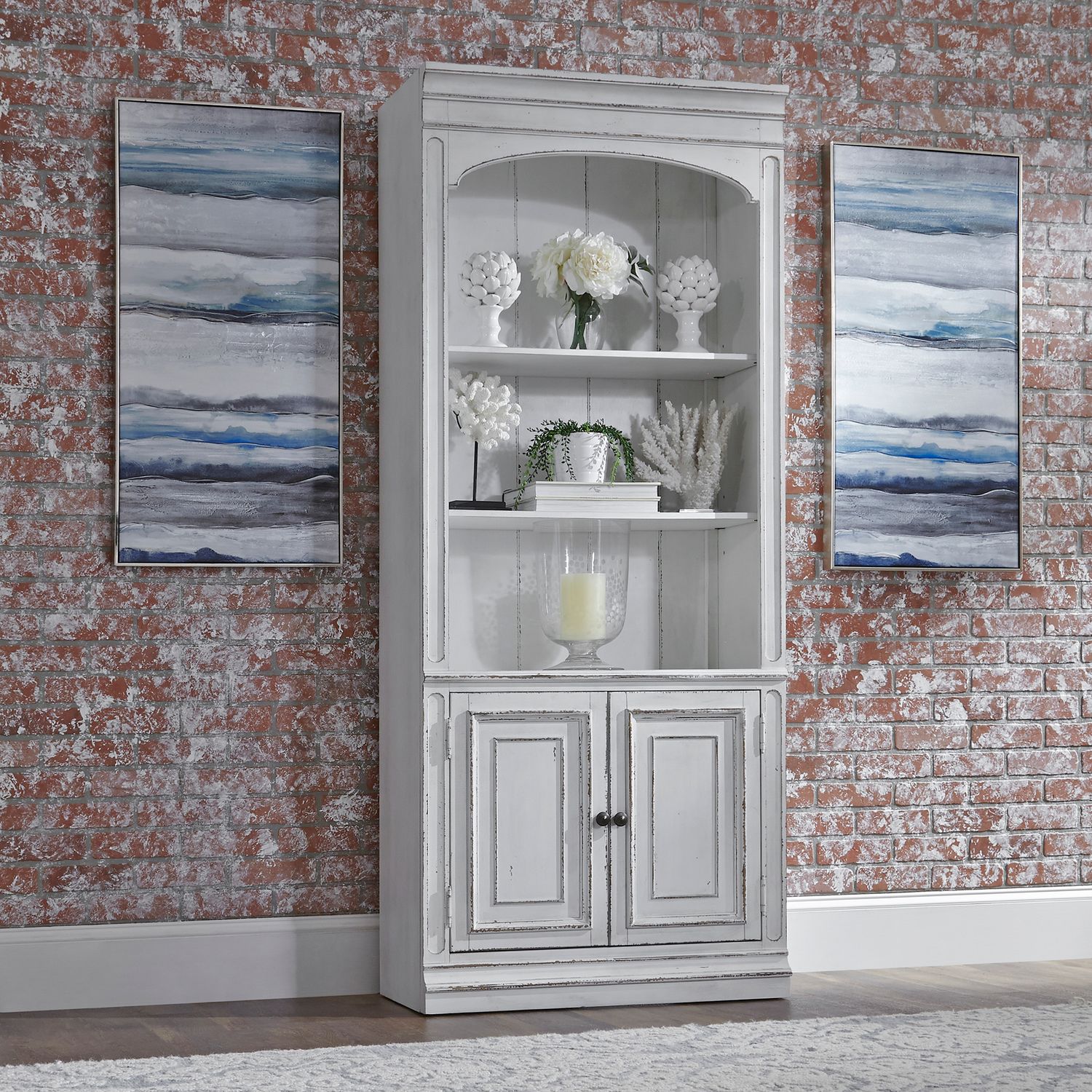Magnolia Manor Wood Bunching Bookcase w/2 Doors