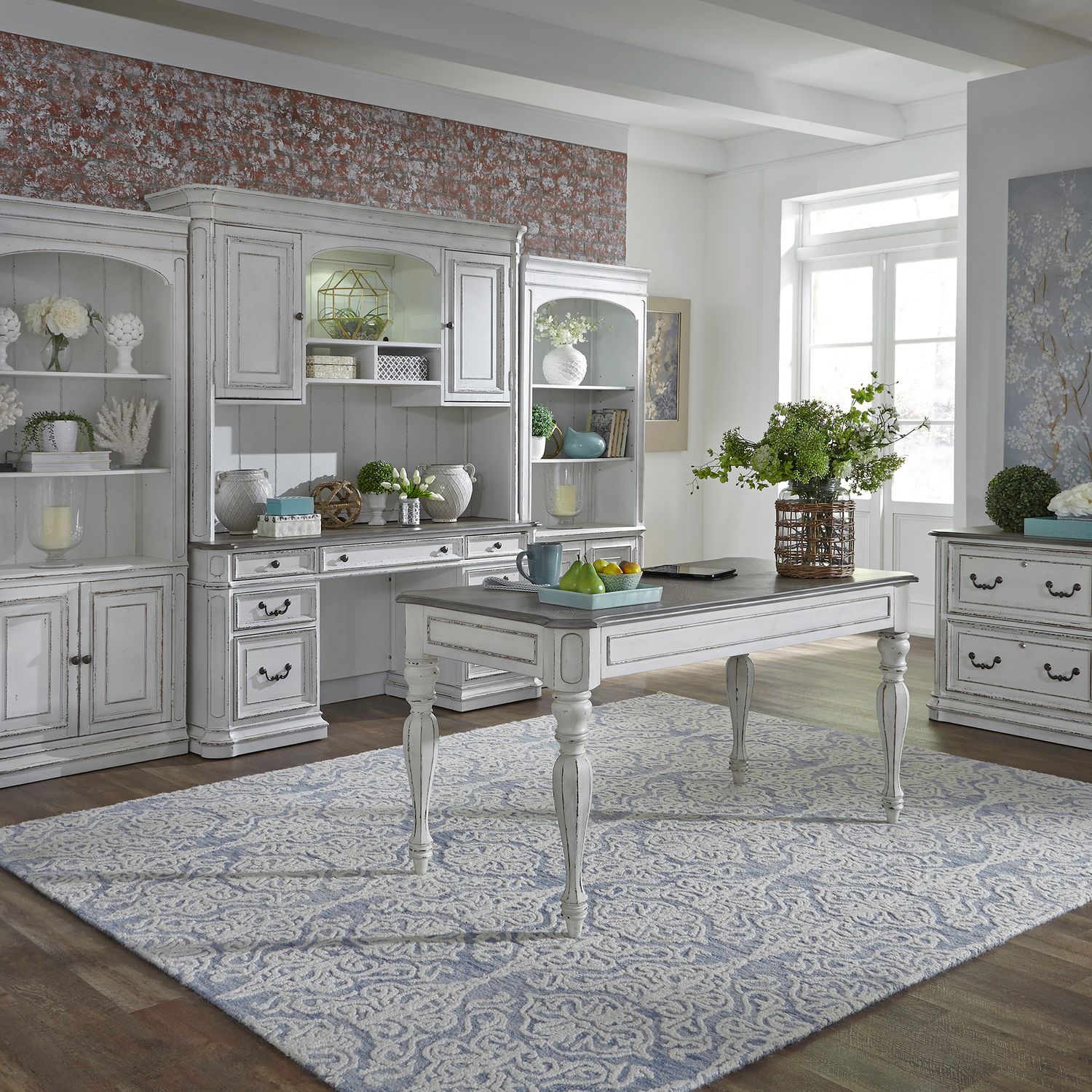 Magnolia Manor Antique White L-Shaped Desk Set | Liberty