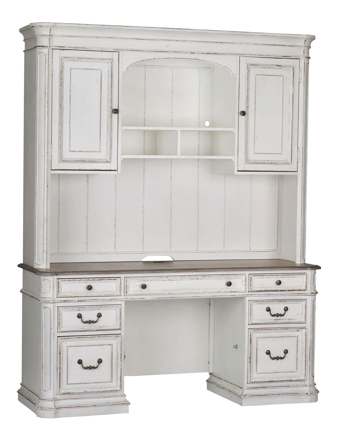 Magnolia Manor Distressed White L-Desk Set