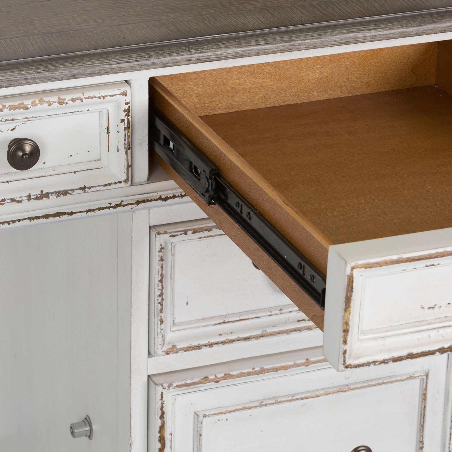 Magnolia Manor Wood Office Credenza & Hutch w/7 Drawers & 2 Doors