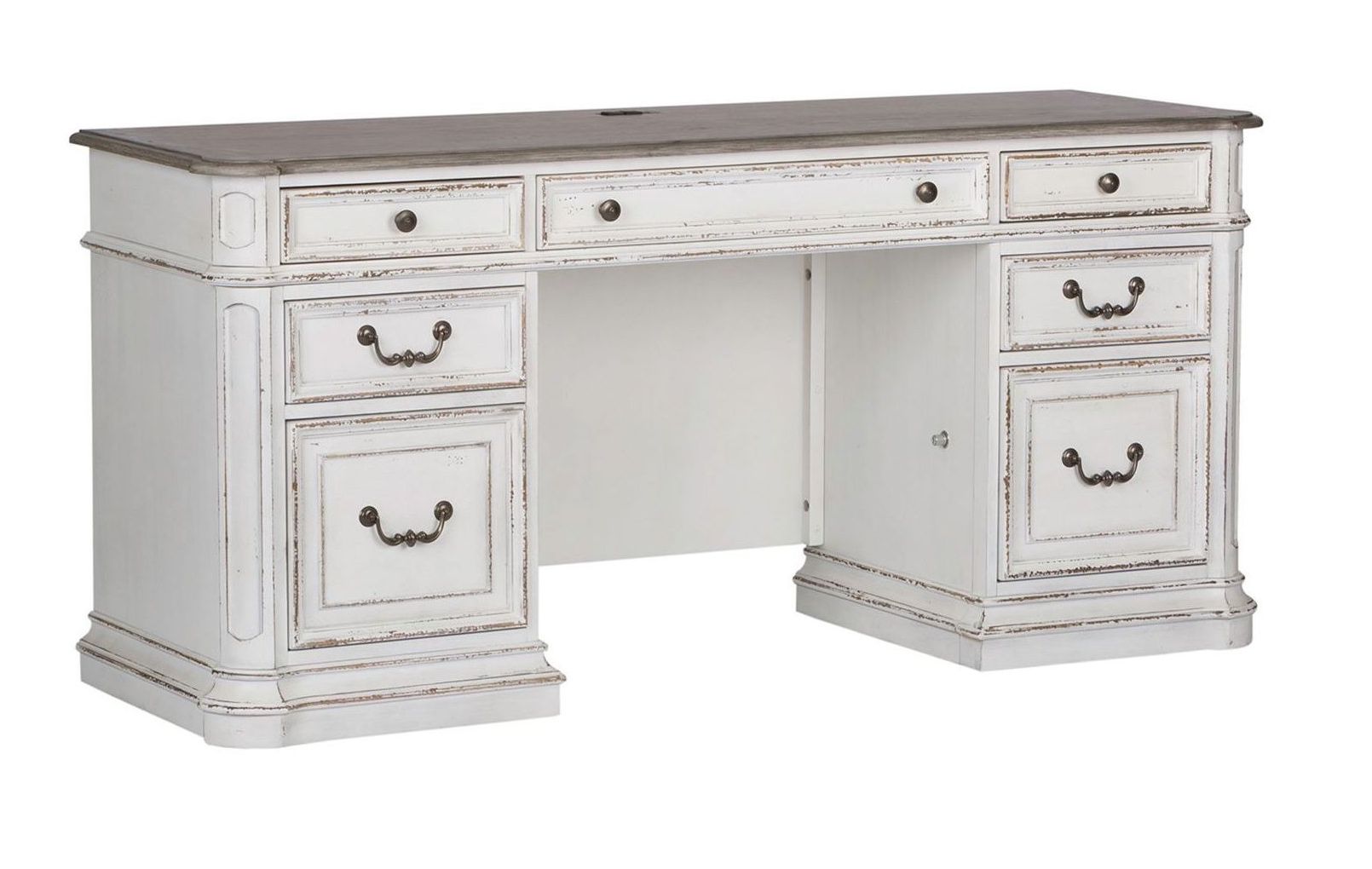 Magnolia Manor Distressed White L-Desk Set