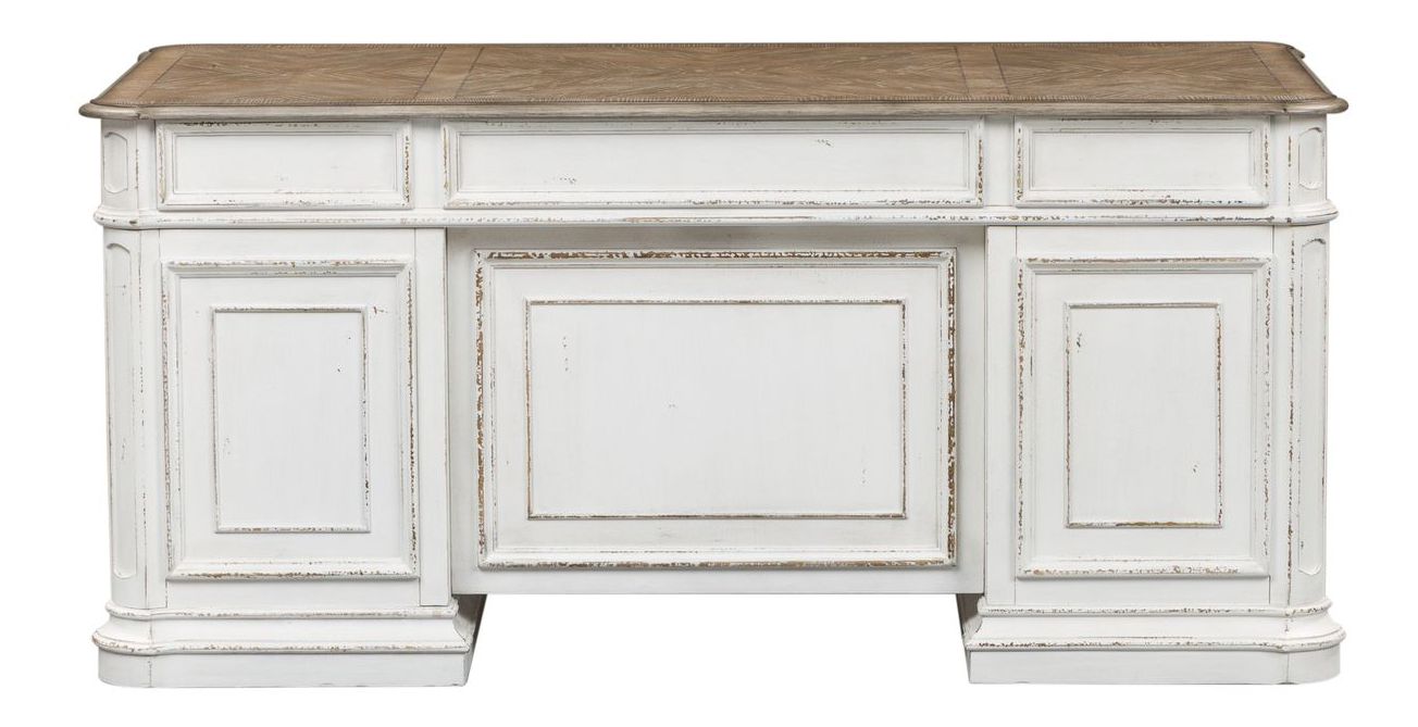 Magnolia Rectangular Wood Manor Desk w/7 Drawers