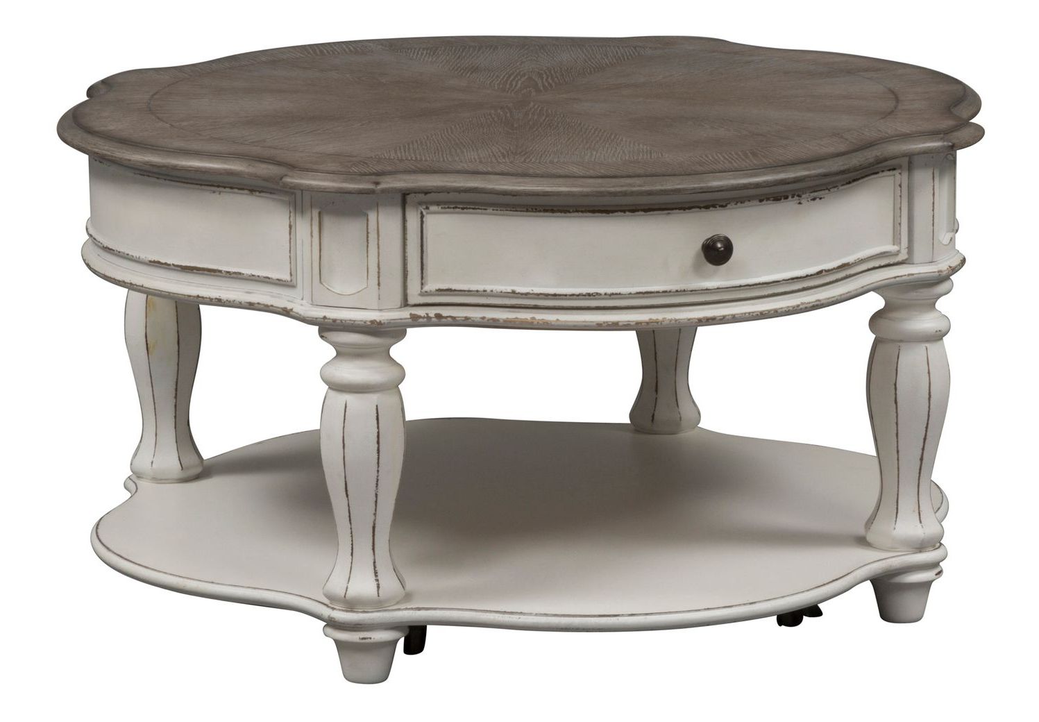 Magnolia Manor Round Cocktail Table Set | Antique White