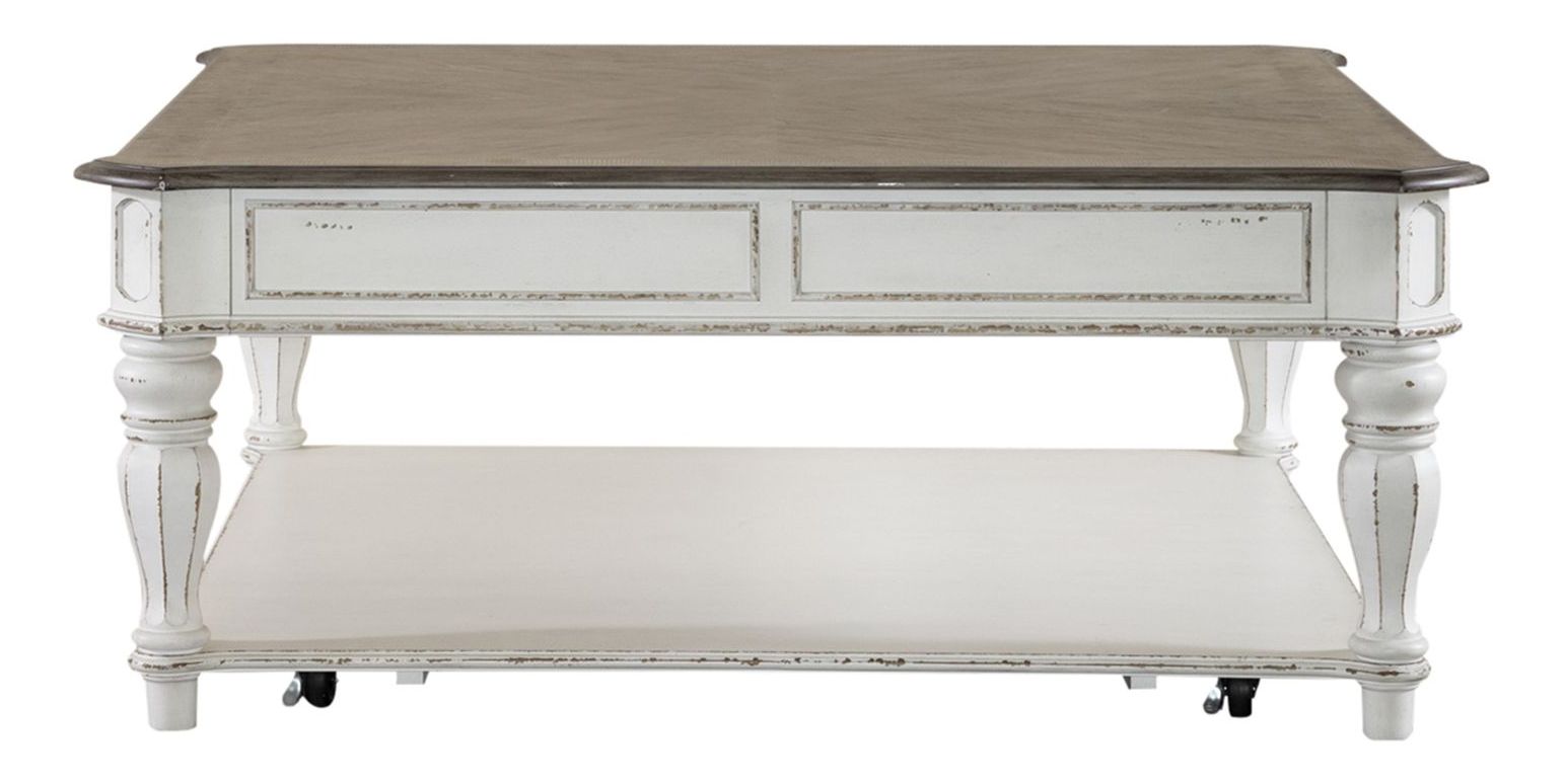 Magnolia Manor Oversized Square Wood Cocktail Table w/Drawer