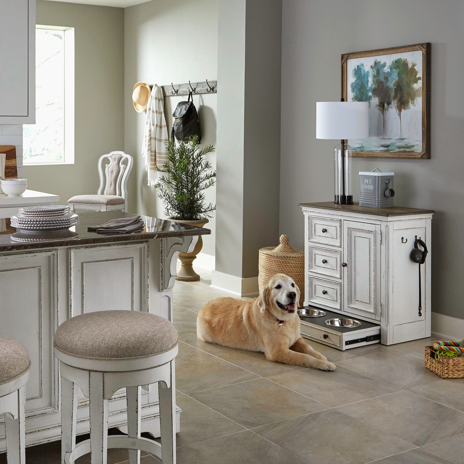Magnolia Manor Oval Pedestal Dining Set | Antique White & Wood