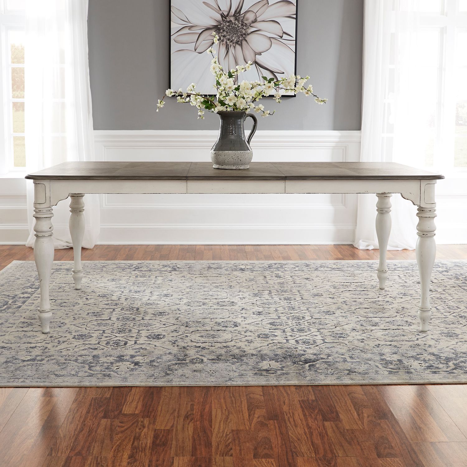 Magnolia Manor Extendable Dining Set | Antique White & Bark