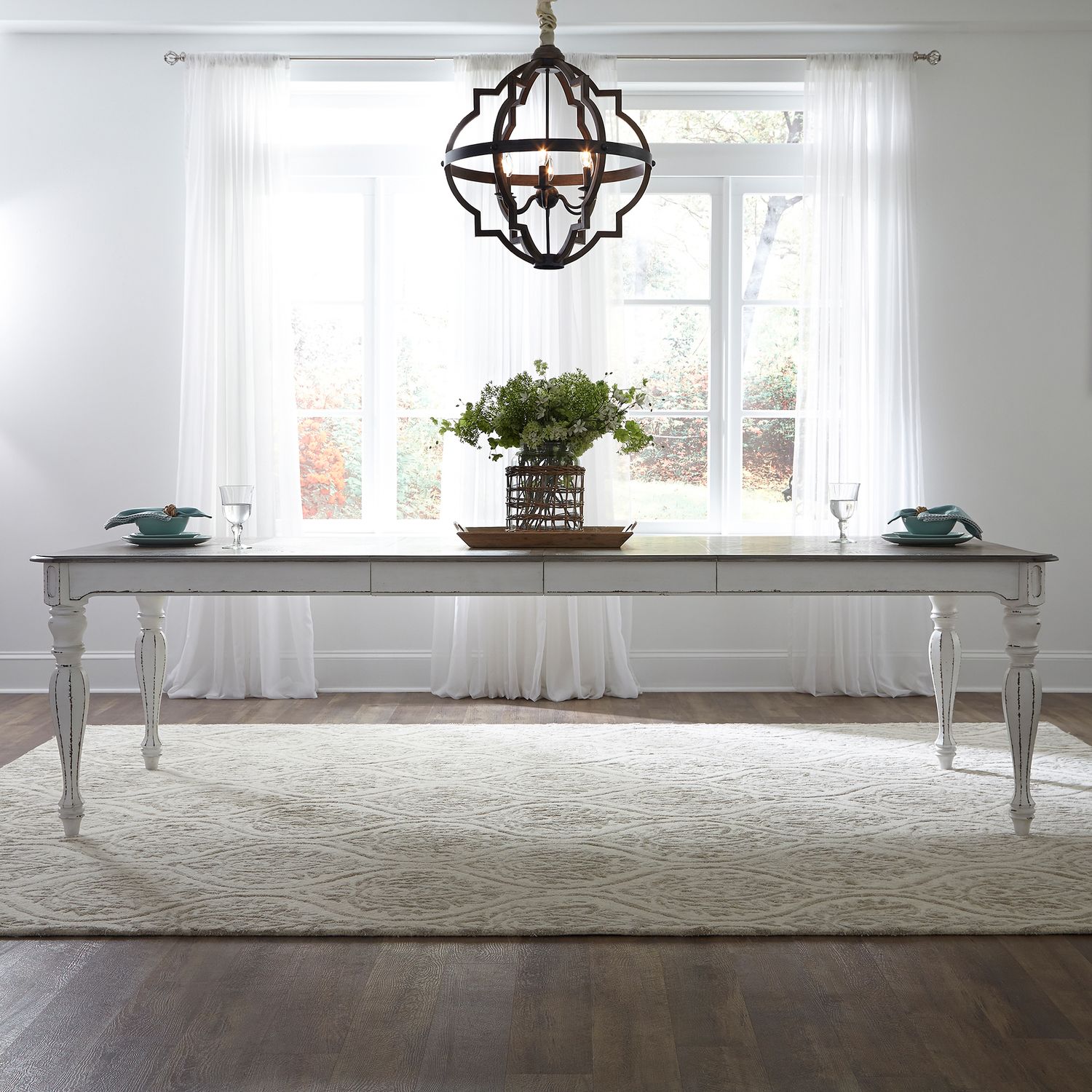 Magnolia Manor 108-Inch Rectangular Wood Extendable Dining Table