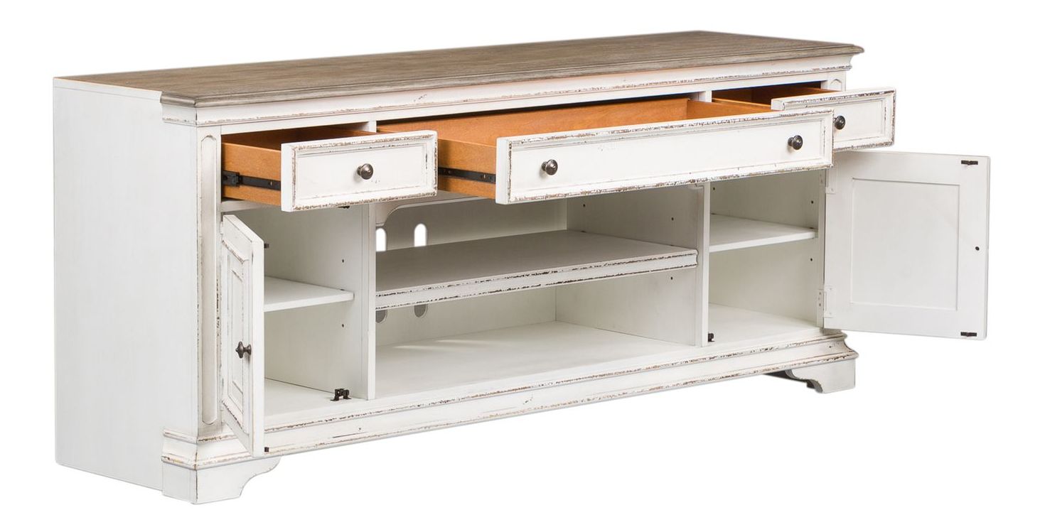 Magnolia Manor Wood Entertainment TV Stand w/2 Doors & 3 Drawers