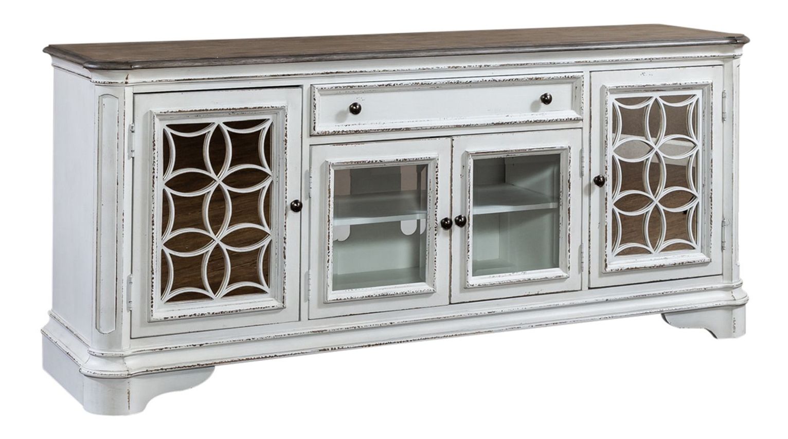 Magnolia Manor Round Cocktail Table Set | Antique White