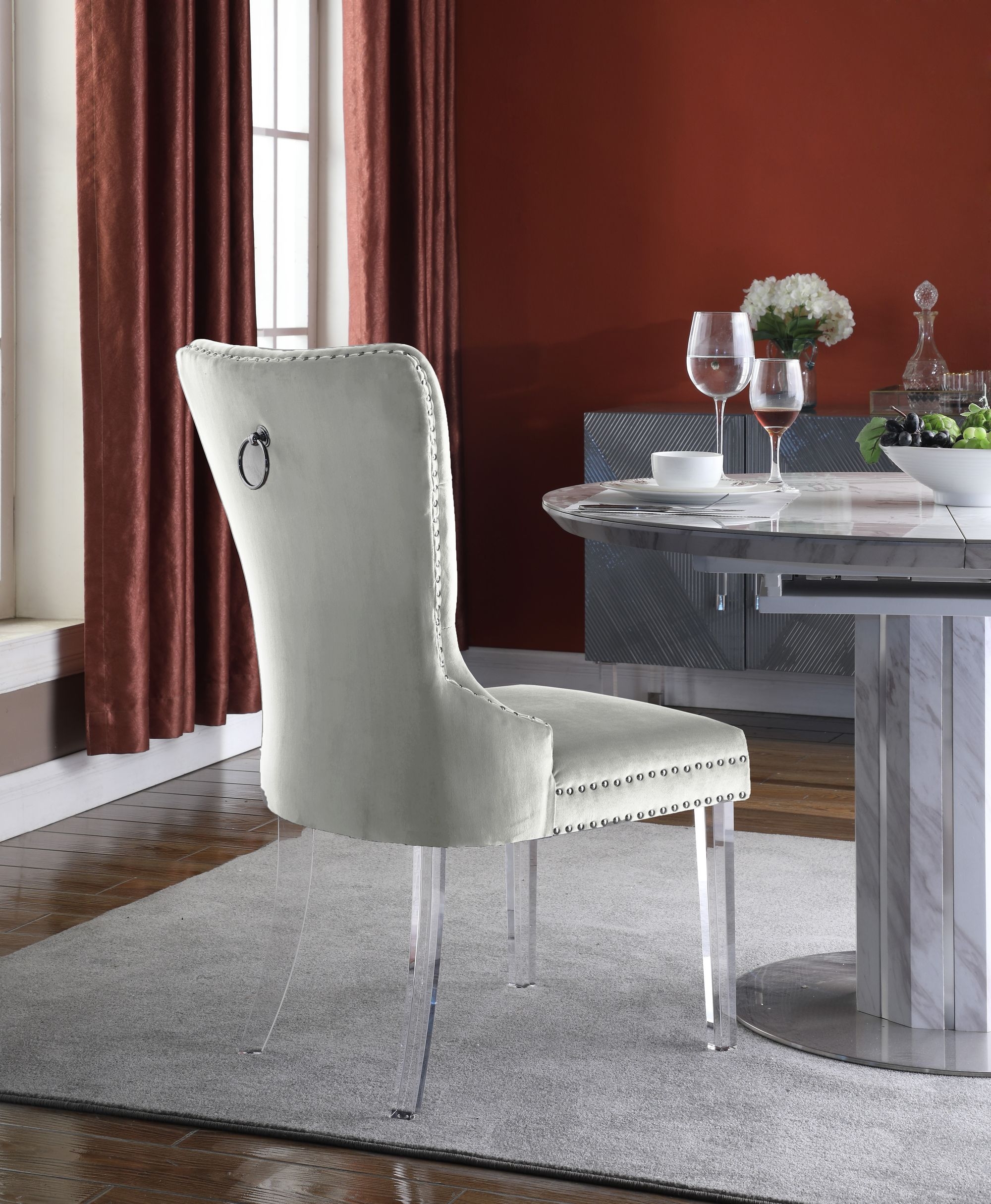 Miley Velvet Dining Chair with Acrylic Legs