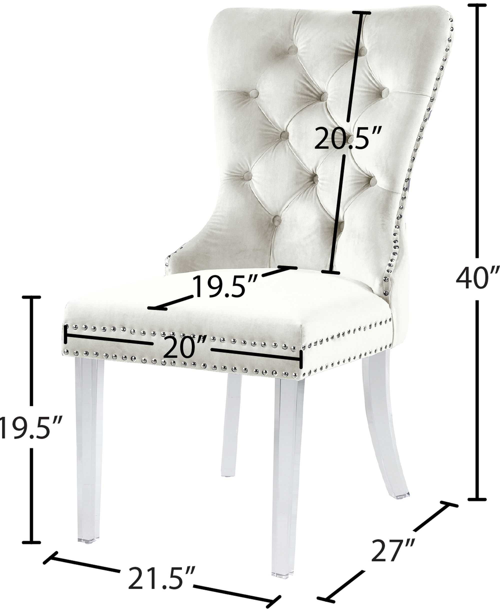 Miley Velvet Dining Chair with Acrylic Legs