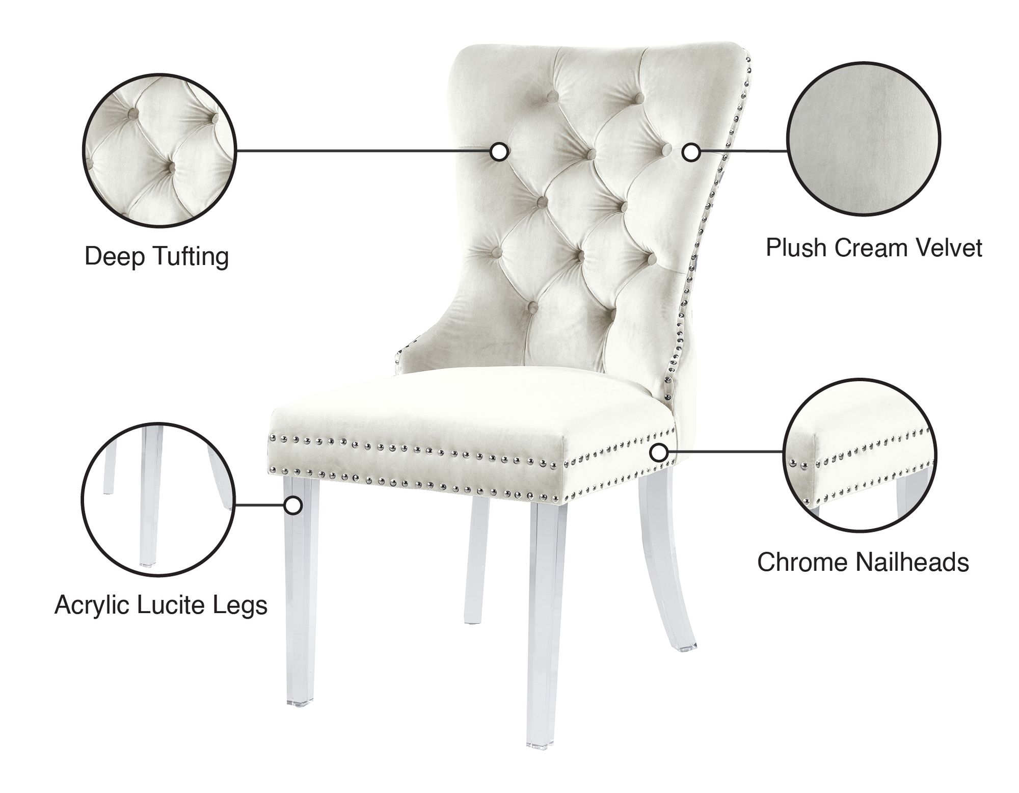 Miley Velvet Dining Chair with Acrylic Legs