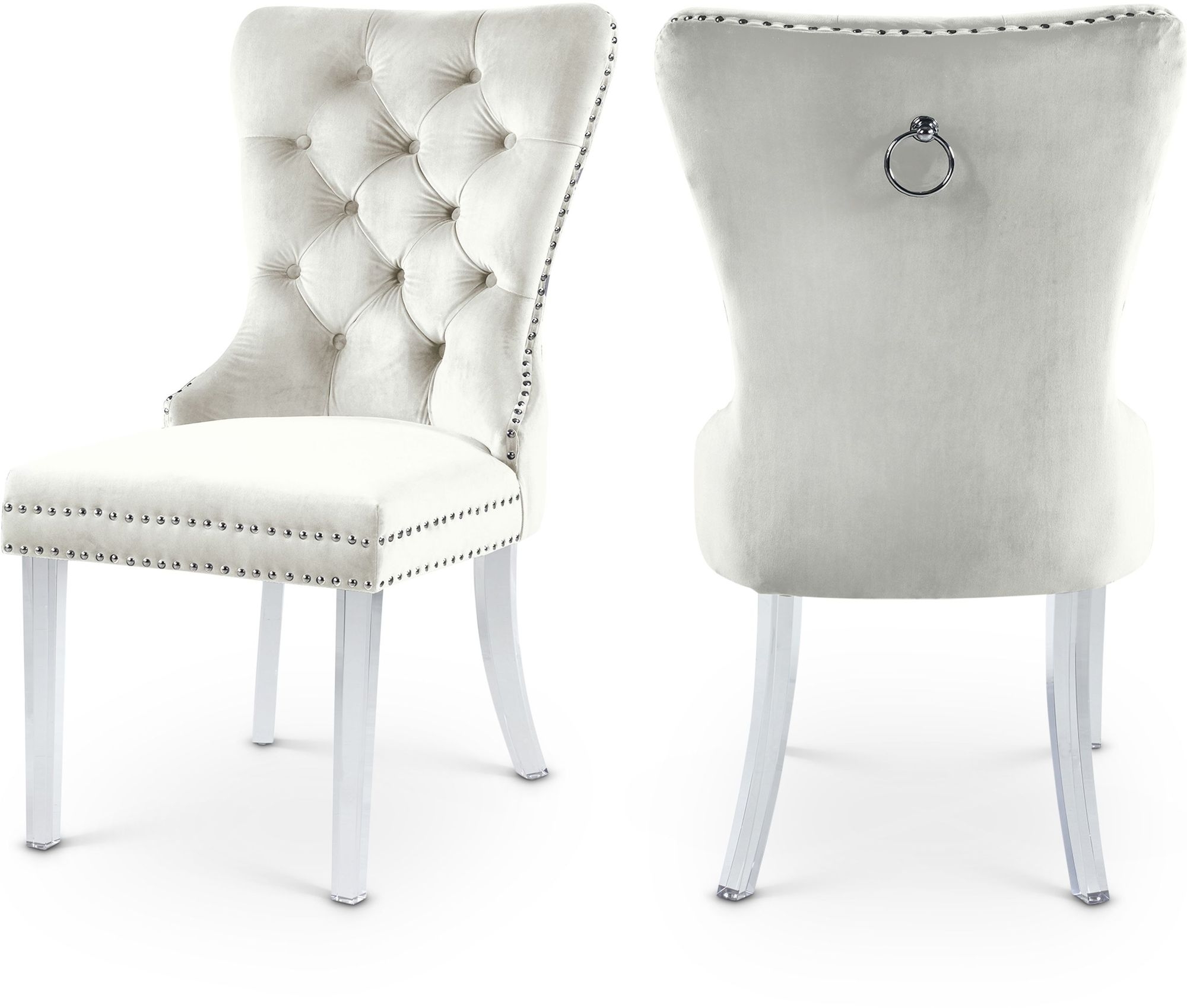Miley Velvet Dining Chair with Acrylic Legs