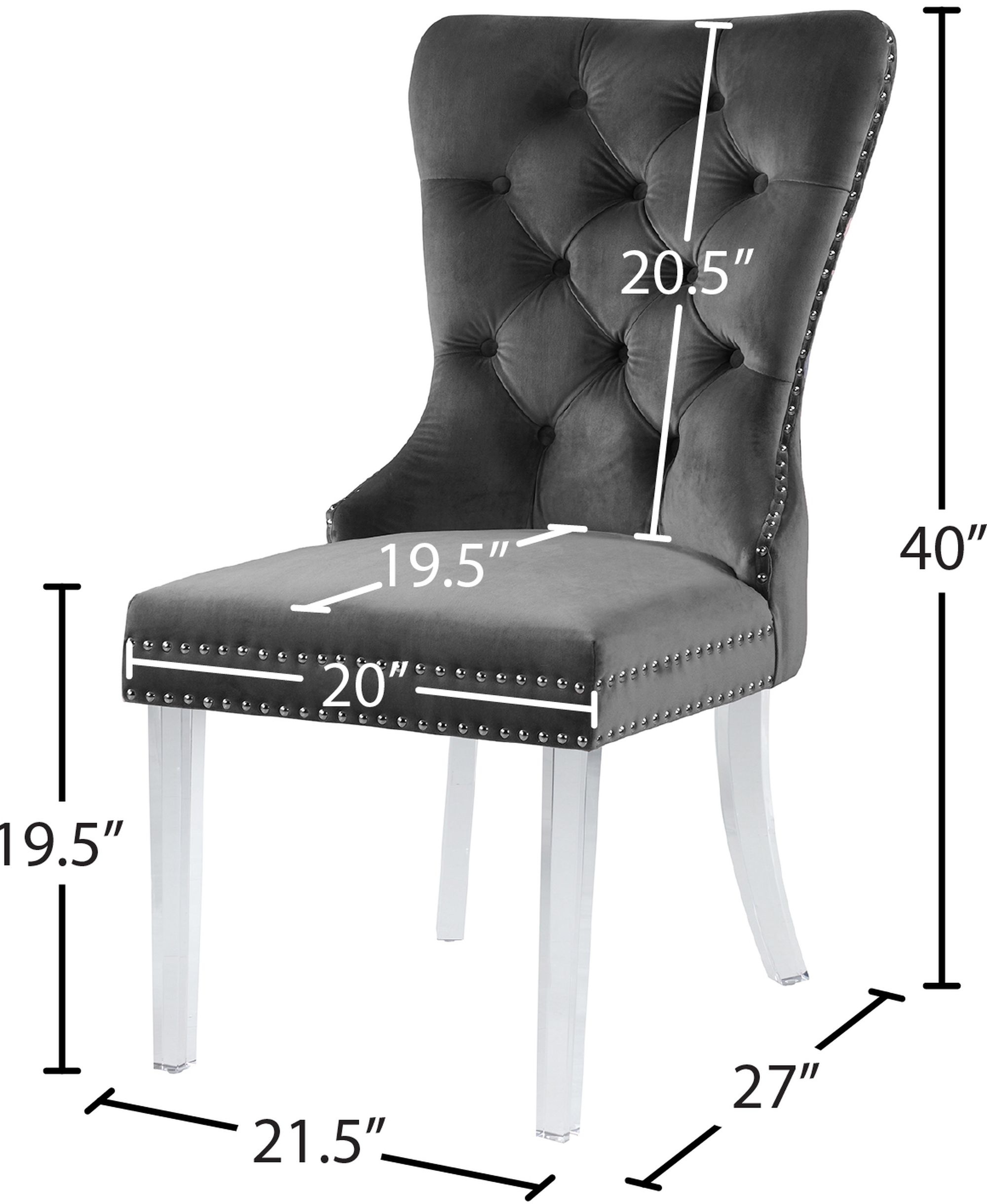 Miley Velvet Dining Chair with Acrylic Legs