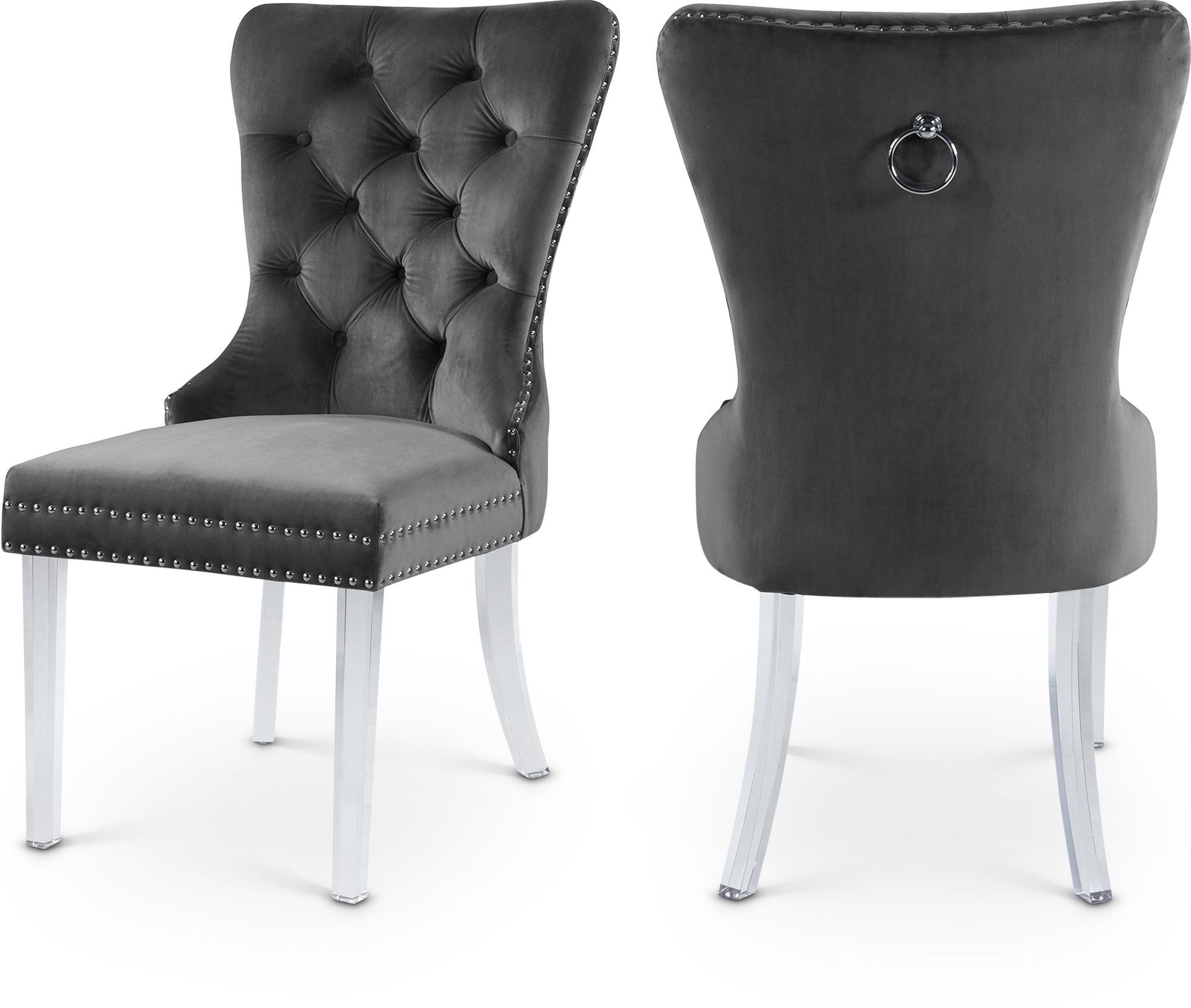 Miley Velvet Dining Chair with Acrylic Legs