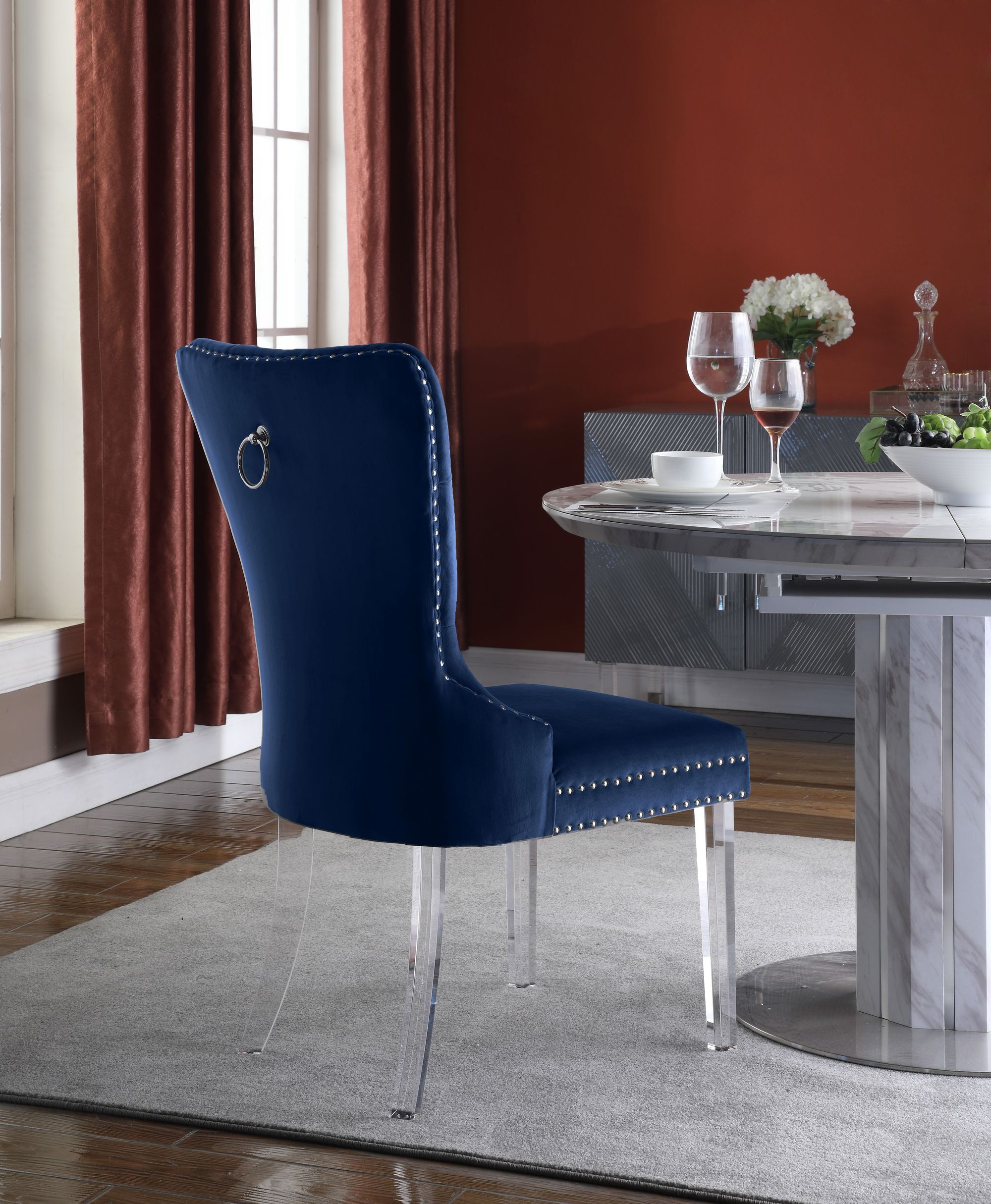Miley Velvet Dining Chair with Acrylic Legs