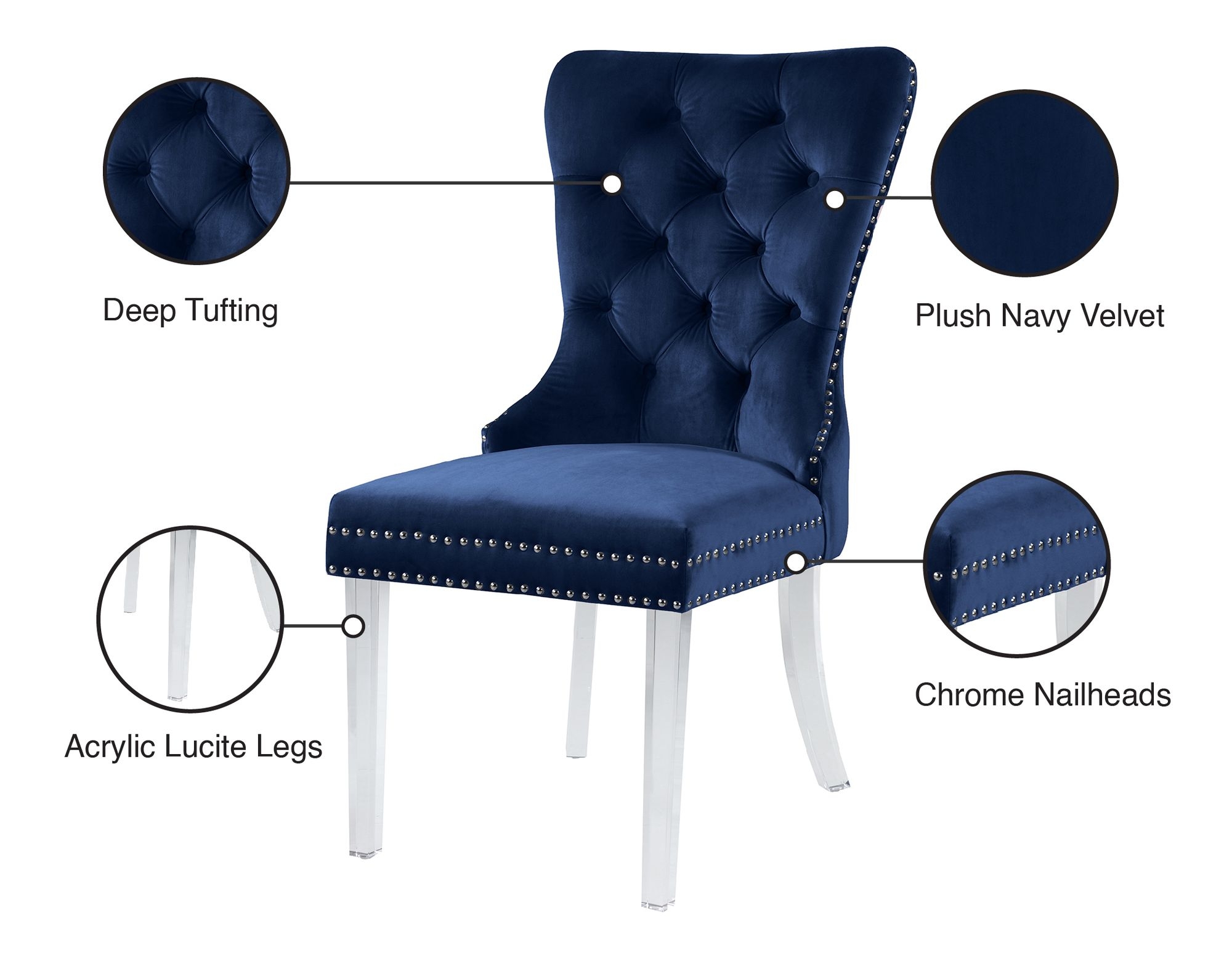 Miley Velvet Dining Chair with Acrylic Legs
