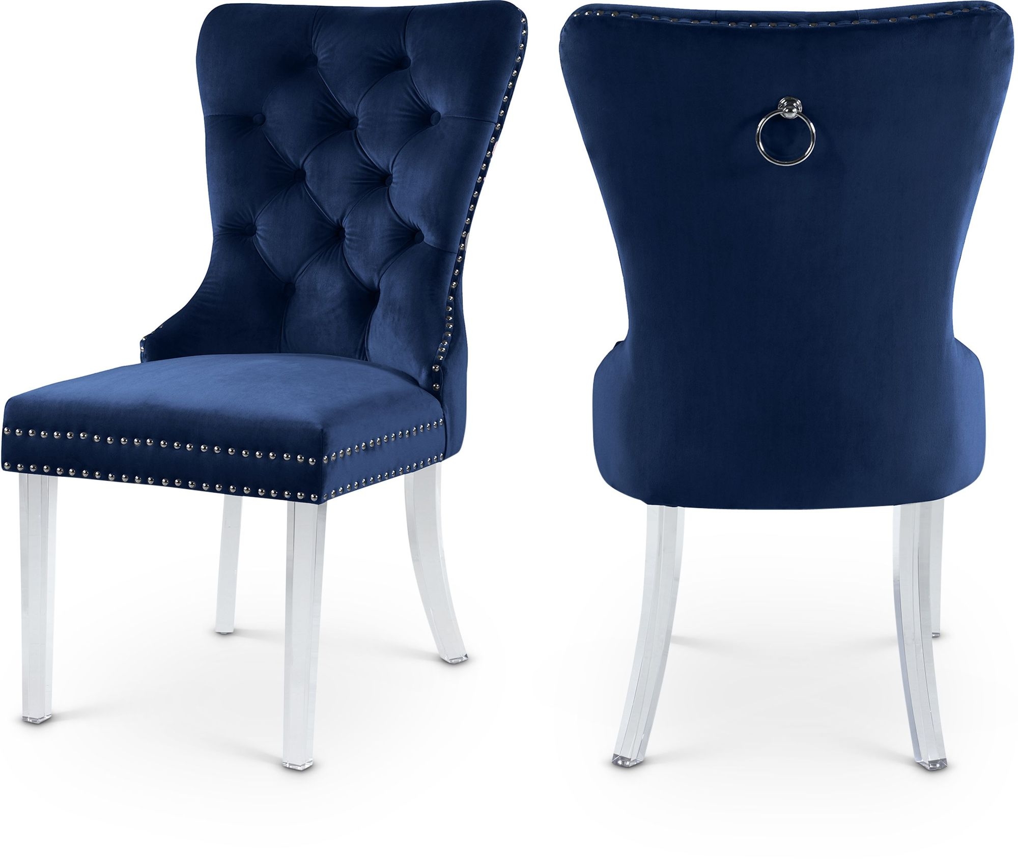 Miley Velvet Dining Chair with Acrylic Legs