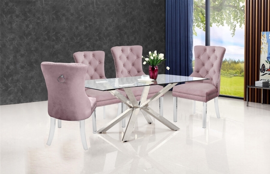 Miley Velvet Dining Chair with Acrylic Legs