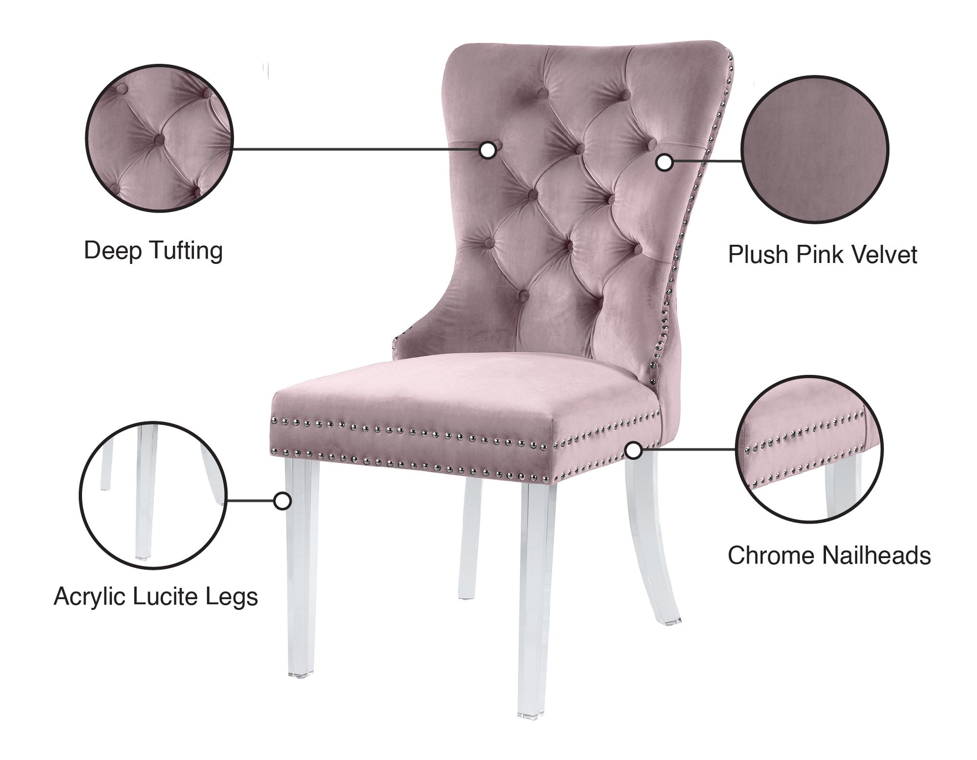 Miley Velvet Dining Chair with Acrylic Legs