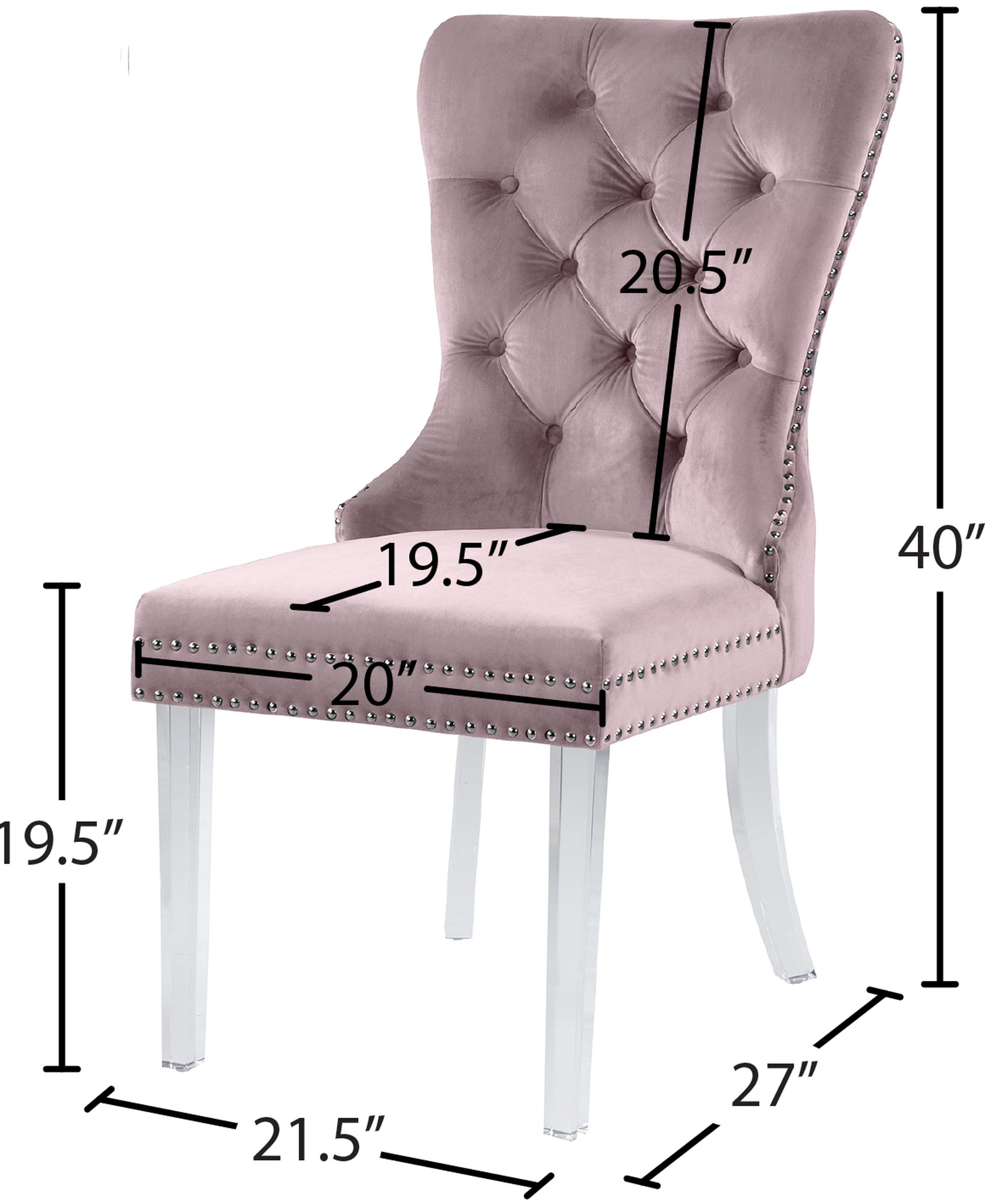 Miley Velvet Dining Chair with Acrylic Legs